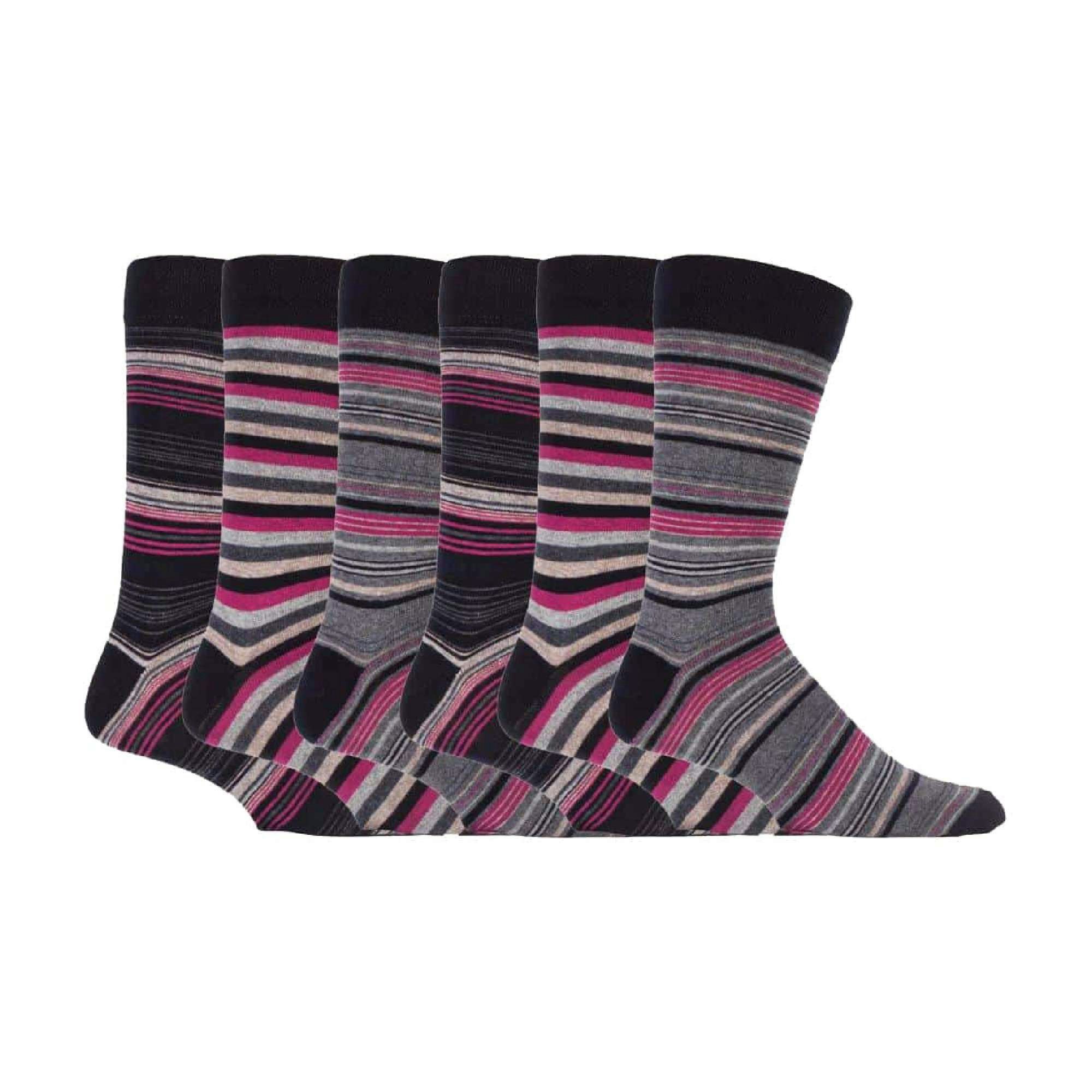 Sock Snob Men's 6 Pack Colourful Striped Patterned Dress Cotton Socks - Ss Tokyo - 6-11 Uk