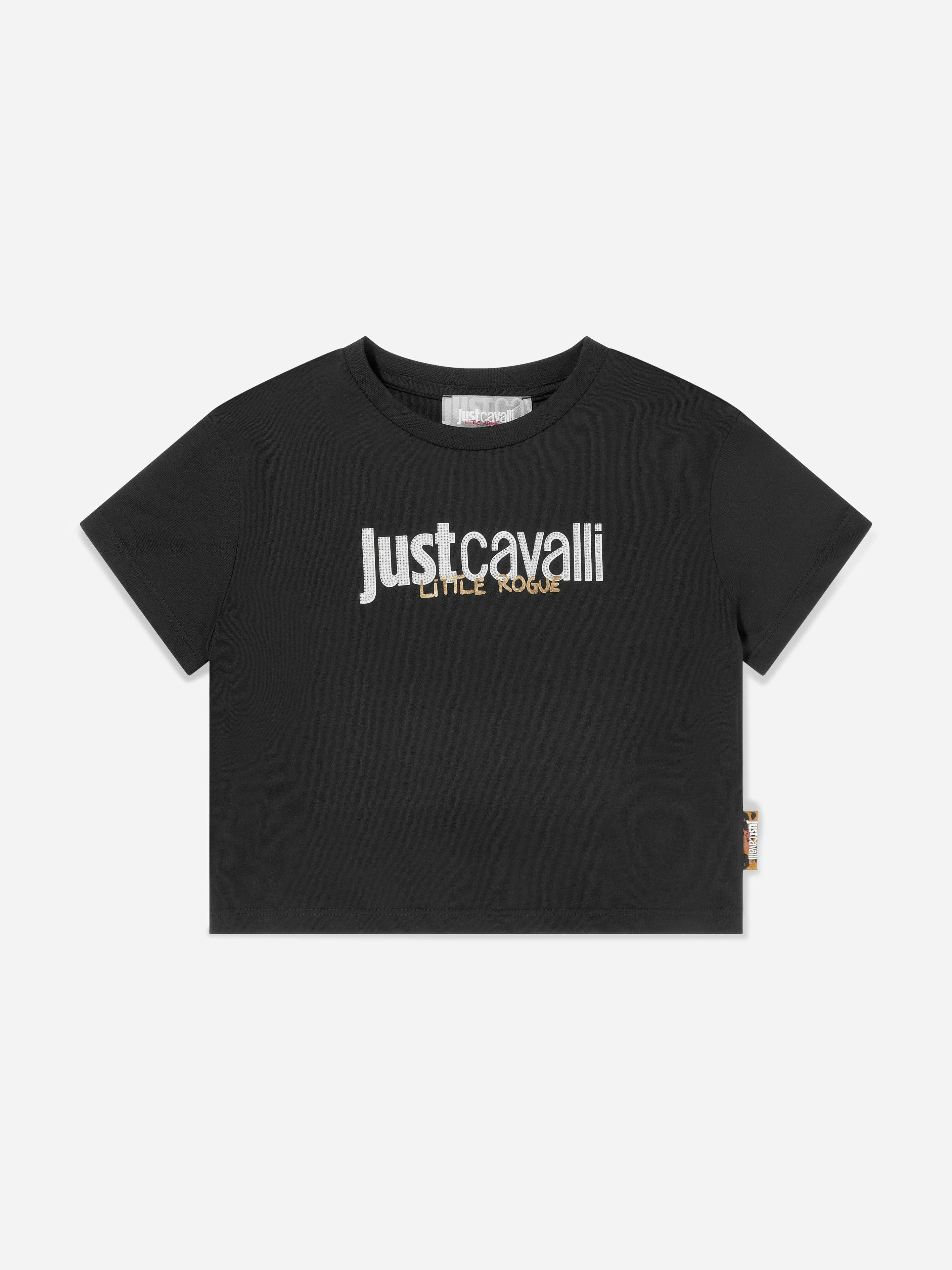 Just Cavalli Girls Black Mairag Logo T-Shirt In - 14 Yrs