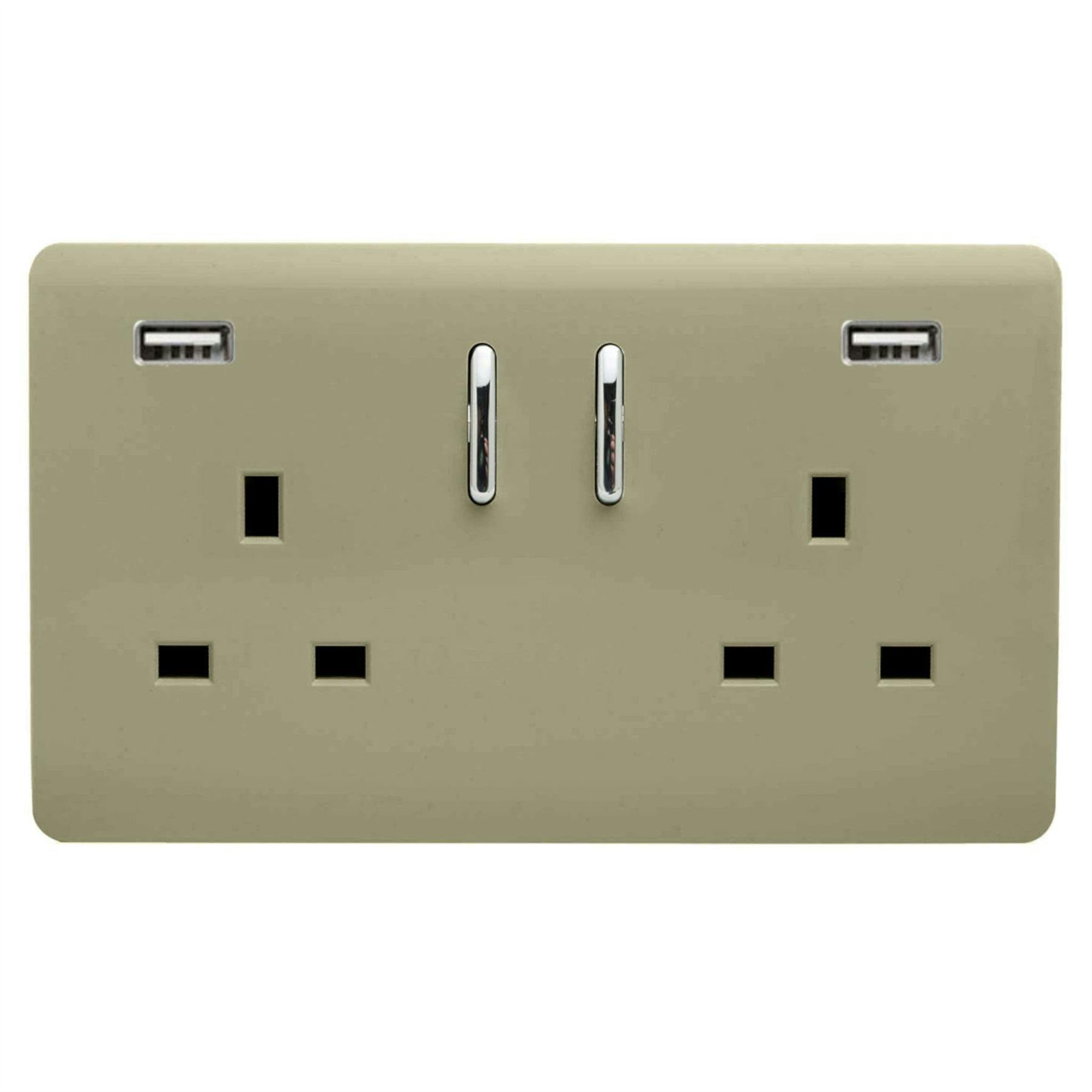 Trendi Switch Gold 2 Gang Usb 3100Ma Plug Socket In Champagne