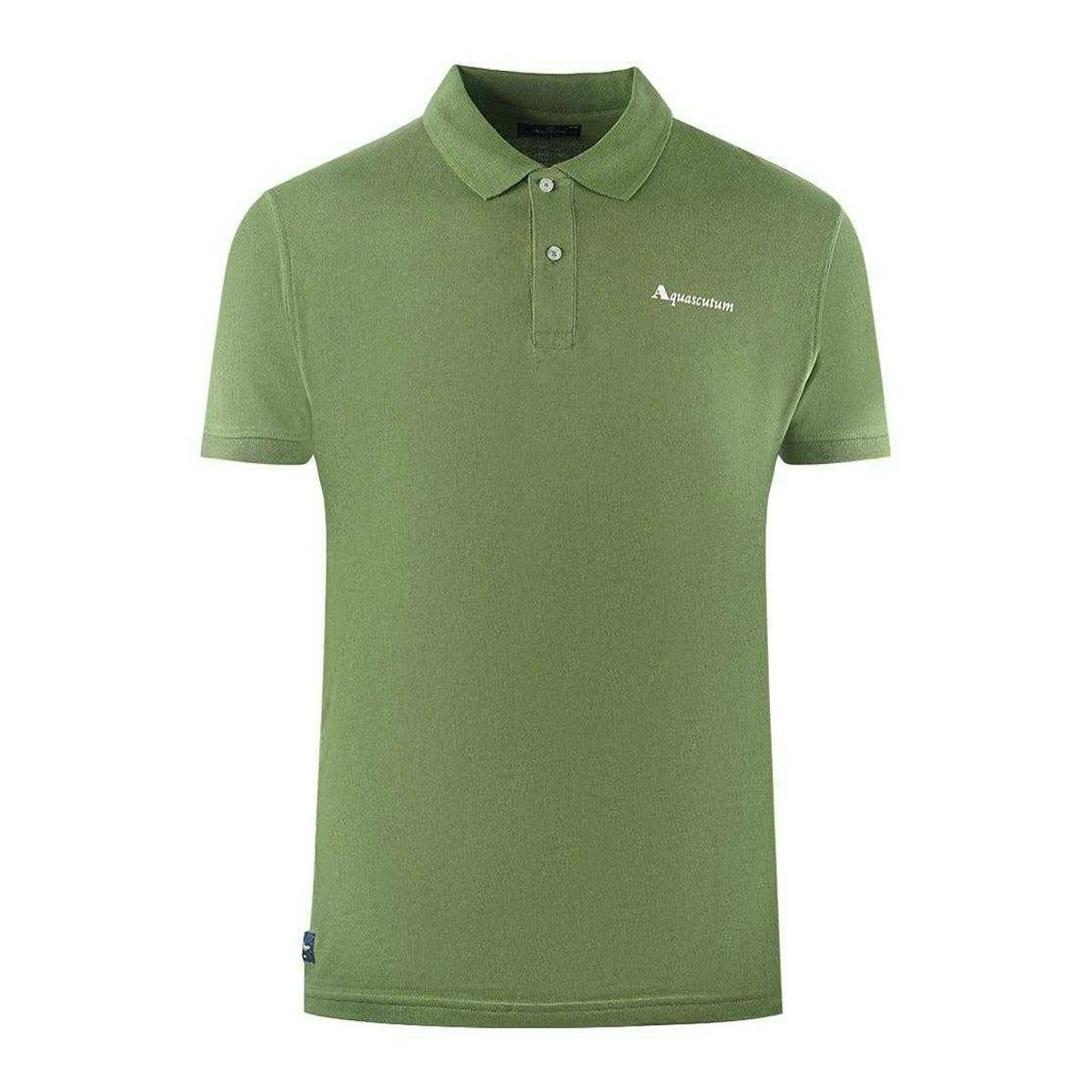 Aquascutum Unisex Green Adult Plain Logo Polo Shirt - Army - M - Army