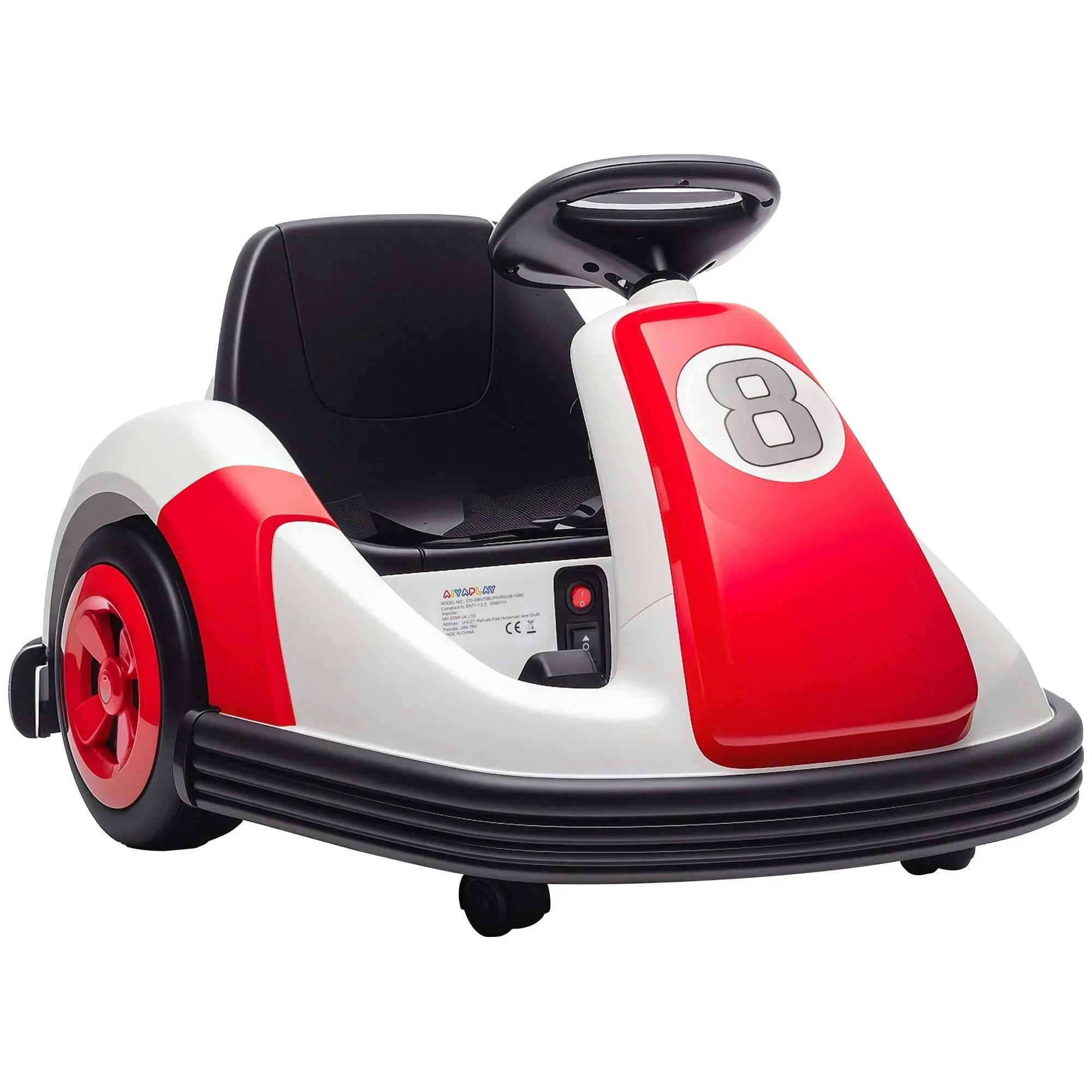 AIYAPLAY Kids Bumper Car Electric Ride-on 6V Dual Motors Ages 3-8 Red | 360-Degree Spin Waltzer Car, Music and Horn - Image 3
