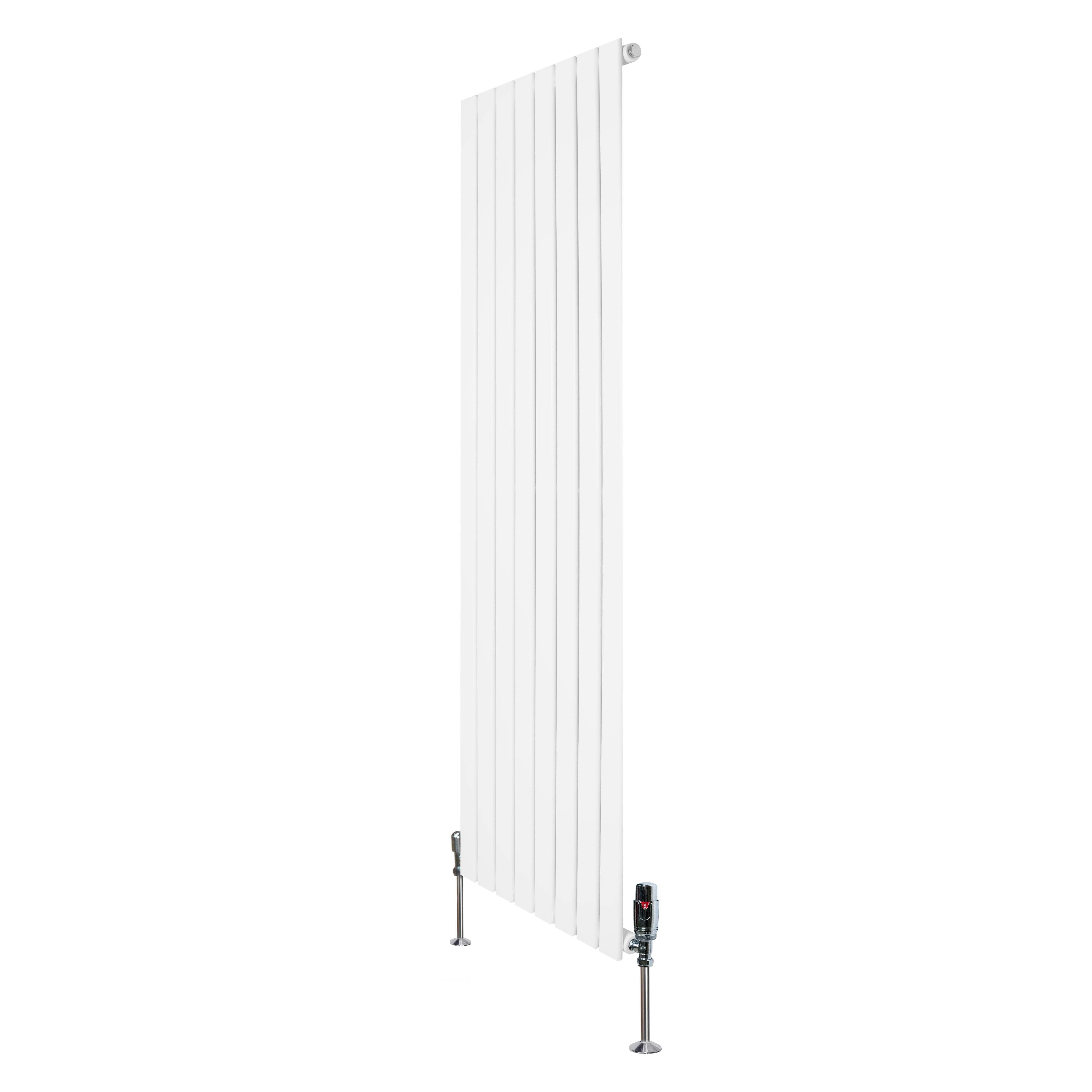 Monstershop White Flat Single Column Radiator & Valves – 1600Mm X 560Mm –