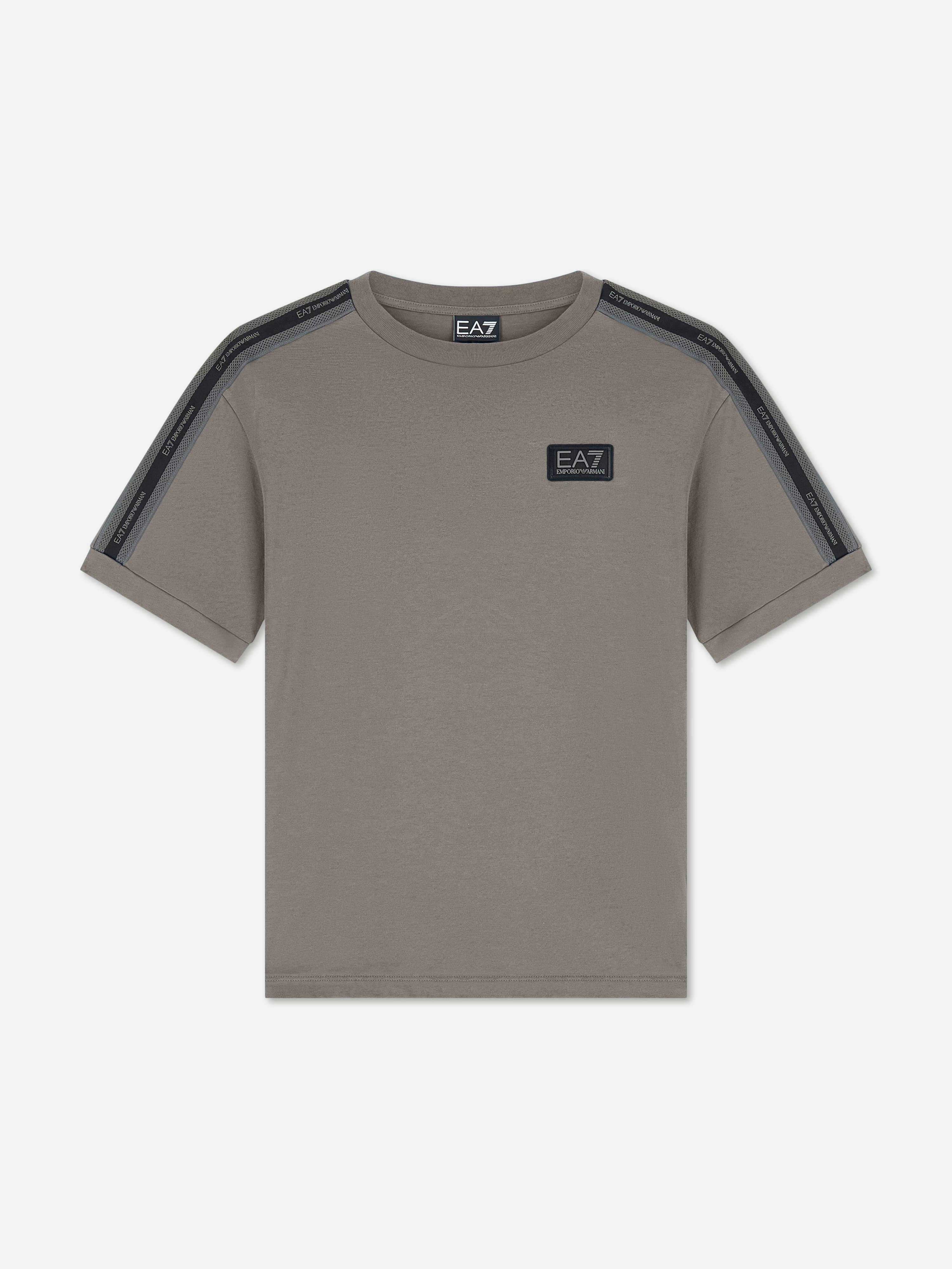 Emporio Armani Ea7 , Kids Short Sleeve T-Shirts, Unisex, Gray, 12 Y | 152 Cm, Train Logo Tape T-Shirt - Image 3