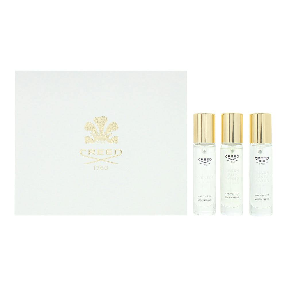 Creed Green/Silver Eau De Parfum 3 Piece Gift Set: Aventus Eau De Parfum 10Ml - Irish Tweed Eau De Parfum 10Ml - Mountain Water Eau De Parfum 10Ml