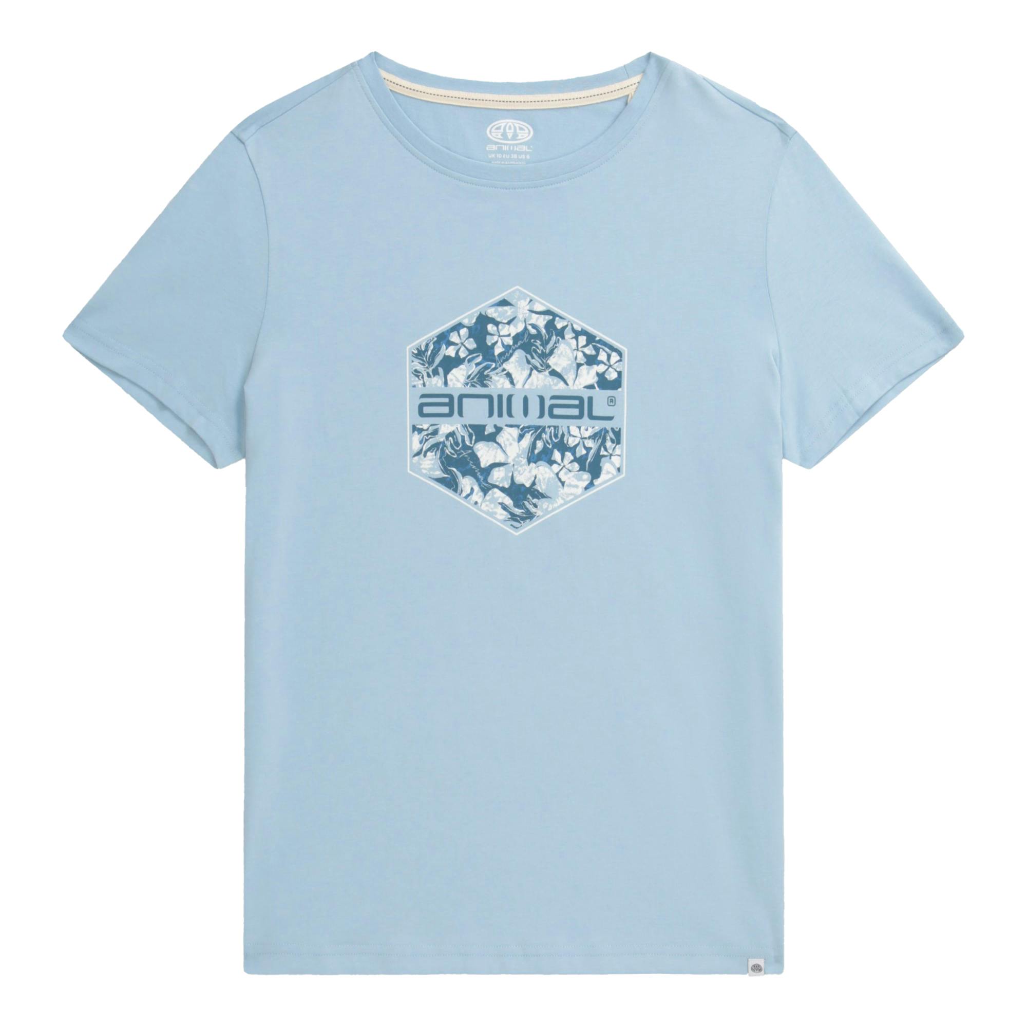 Animal Women's Blue Carina Hexagon Organic Logo T-Shirt - Pale - 6 Uk - Pale - 100% Mixed