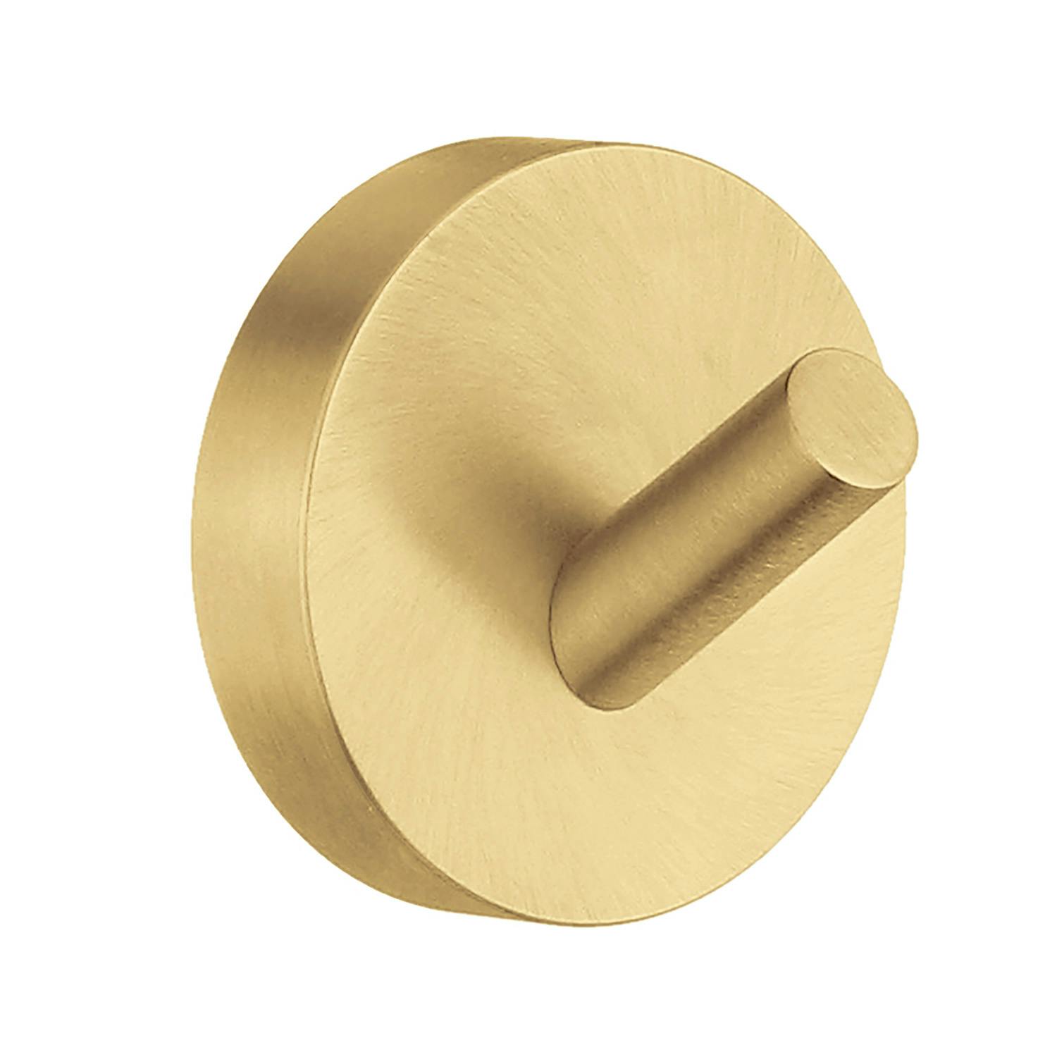 Smedbo Single Brushed Brass Towel Hook (48Mm) Wall Mounted Bathroom Storage Round Robe Hooks Clothes Hanger Coat Peg