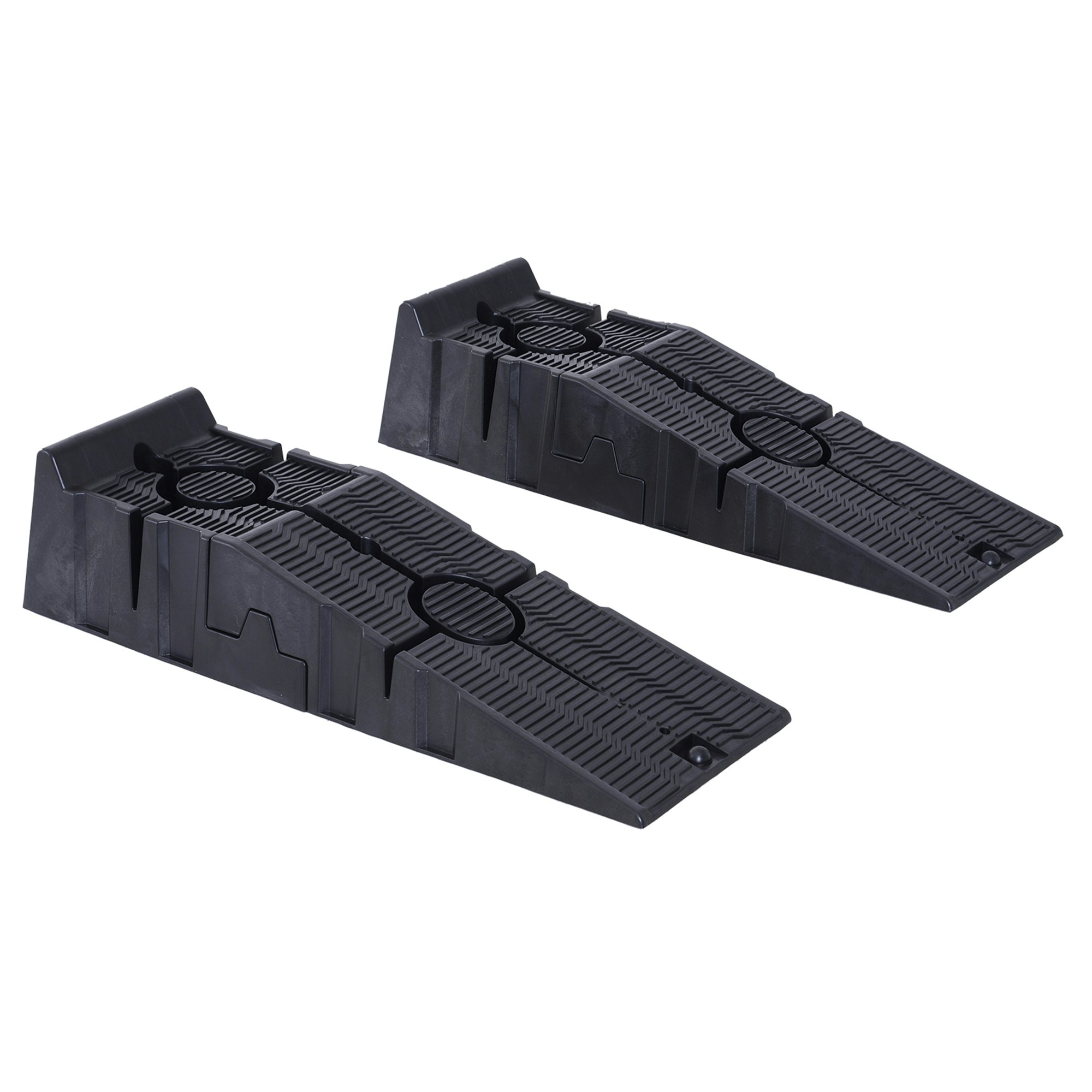 Rackhams Black 2.5 Ton Plastic Car Lifting Ramps Automotive Vehicle Garage - Plastic - 91Cmx30cmx21cm