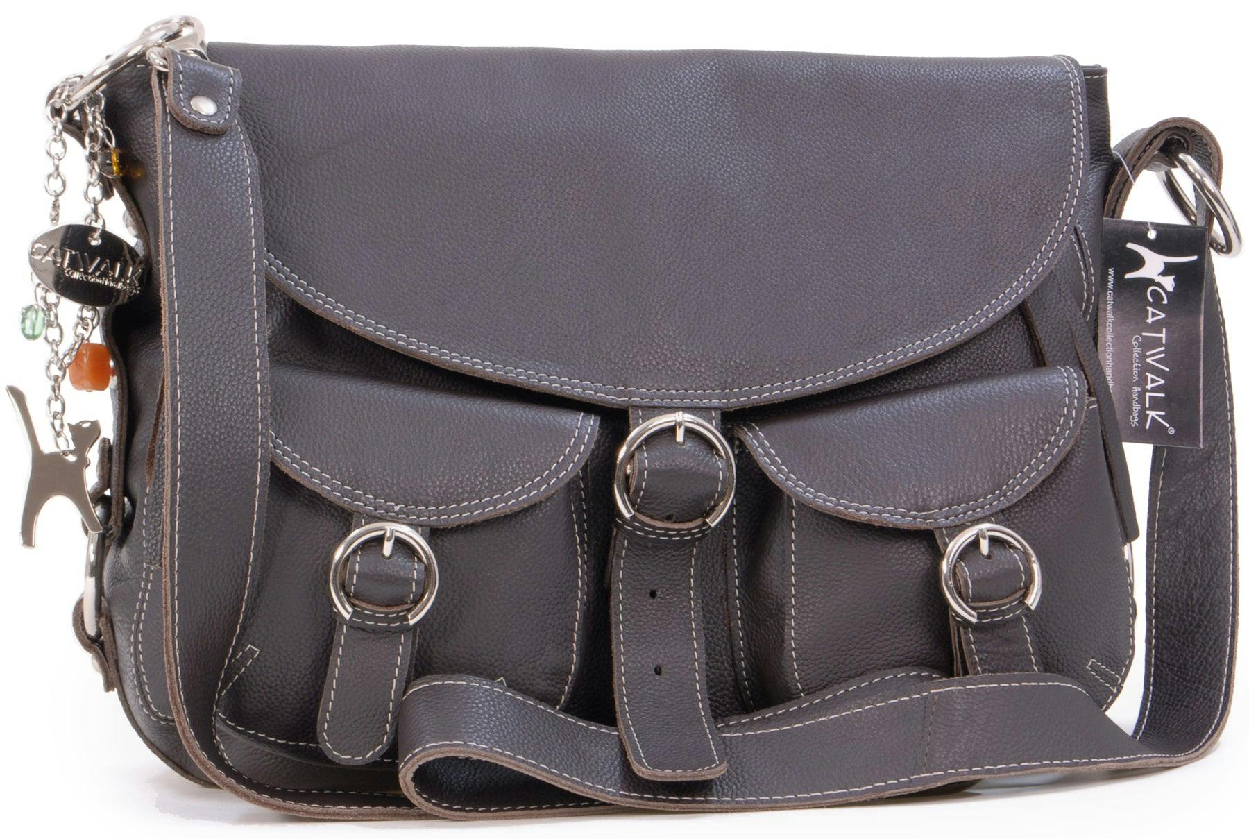 Catwalk Collection Handbags Dark/Brown Courier - Crossbody Bag