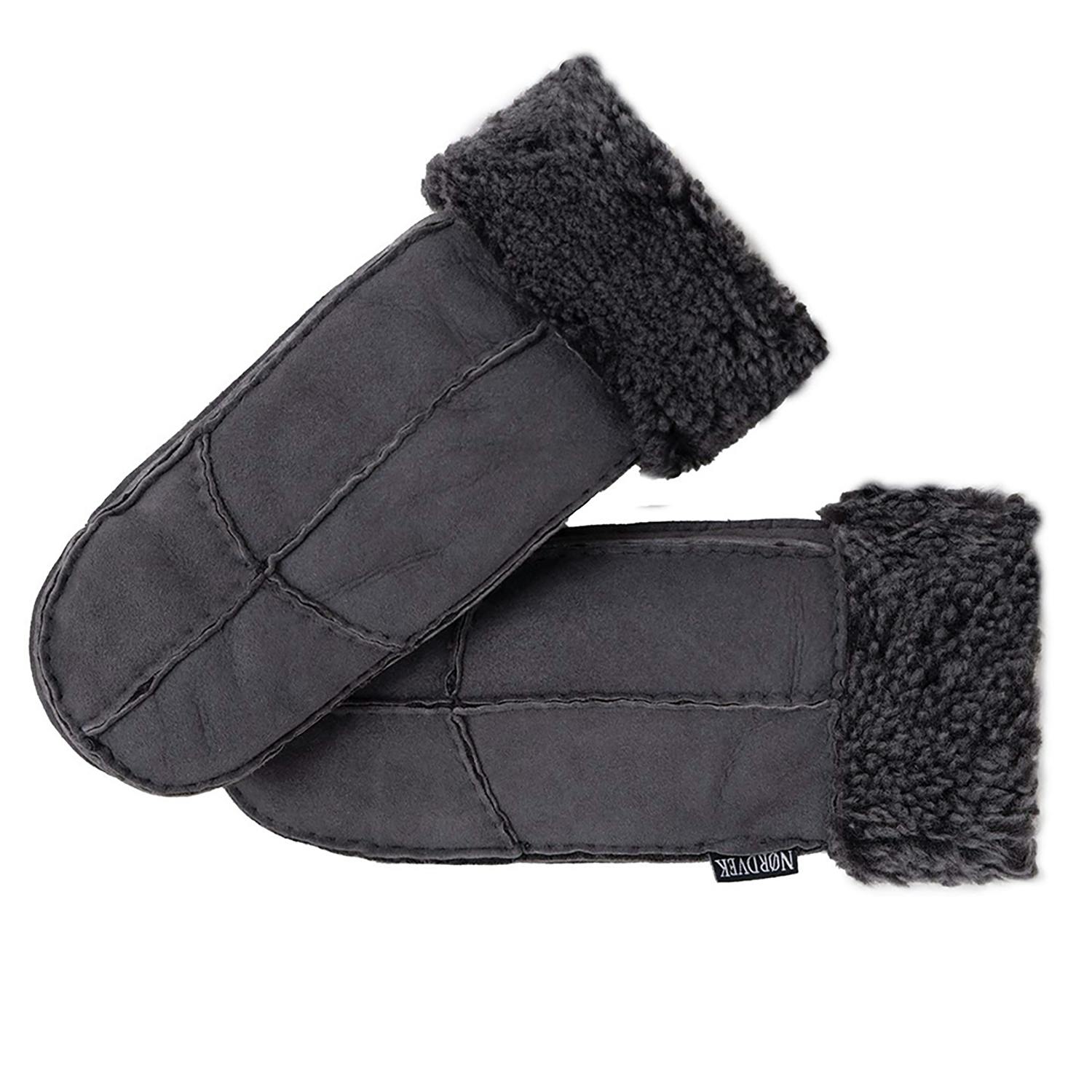 Nordvek Women's Grey Sheepskin Mittens - Stone