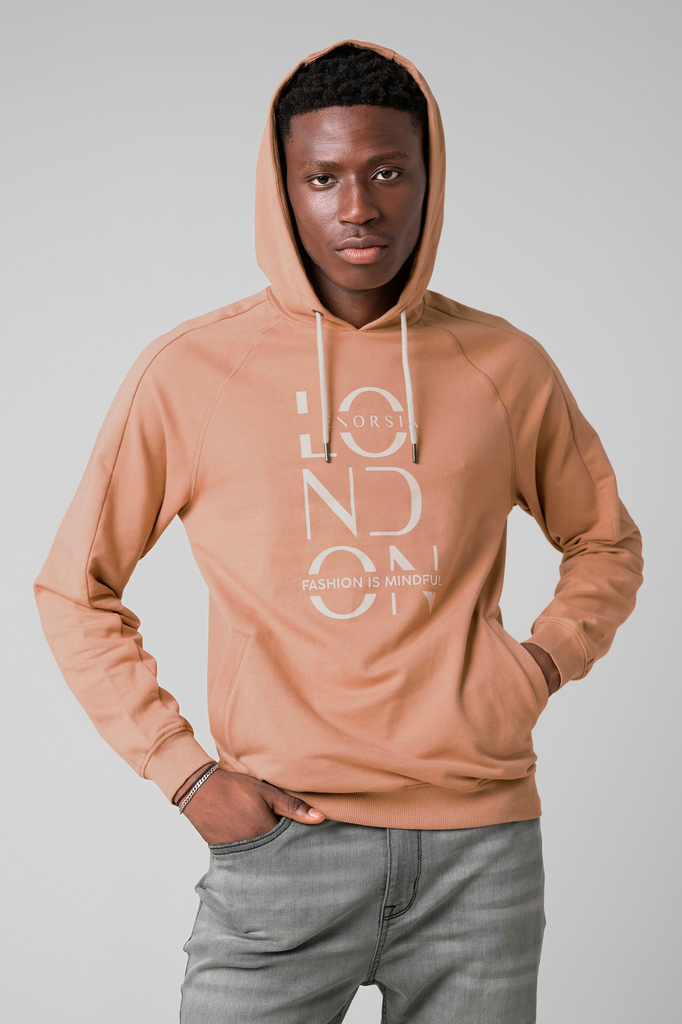 Enorsia Orange/Purple Raglan Sleeve Chest Print Hoodie - Xl - & : 92% Cotton, 8% Elastane; Grey: 80% Cotton, 14% Viscose, 6% Elastane