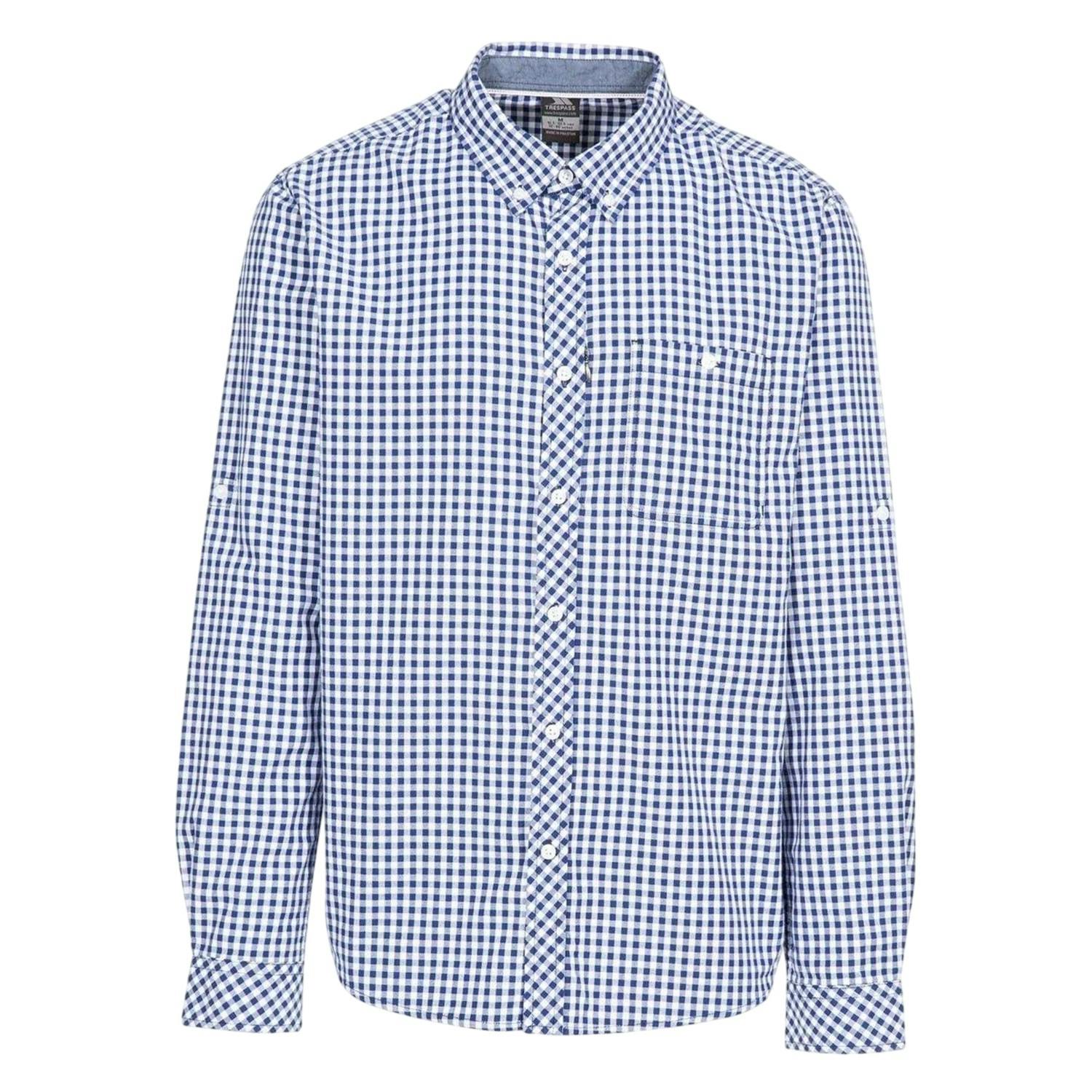 Trespass Men's Blue Checkerboard Button-Down Shirt - Check - Xs - Check - 100% Cotton