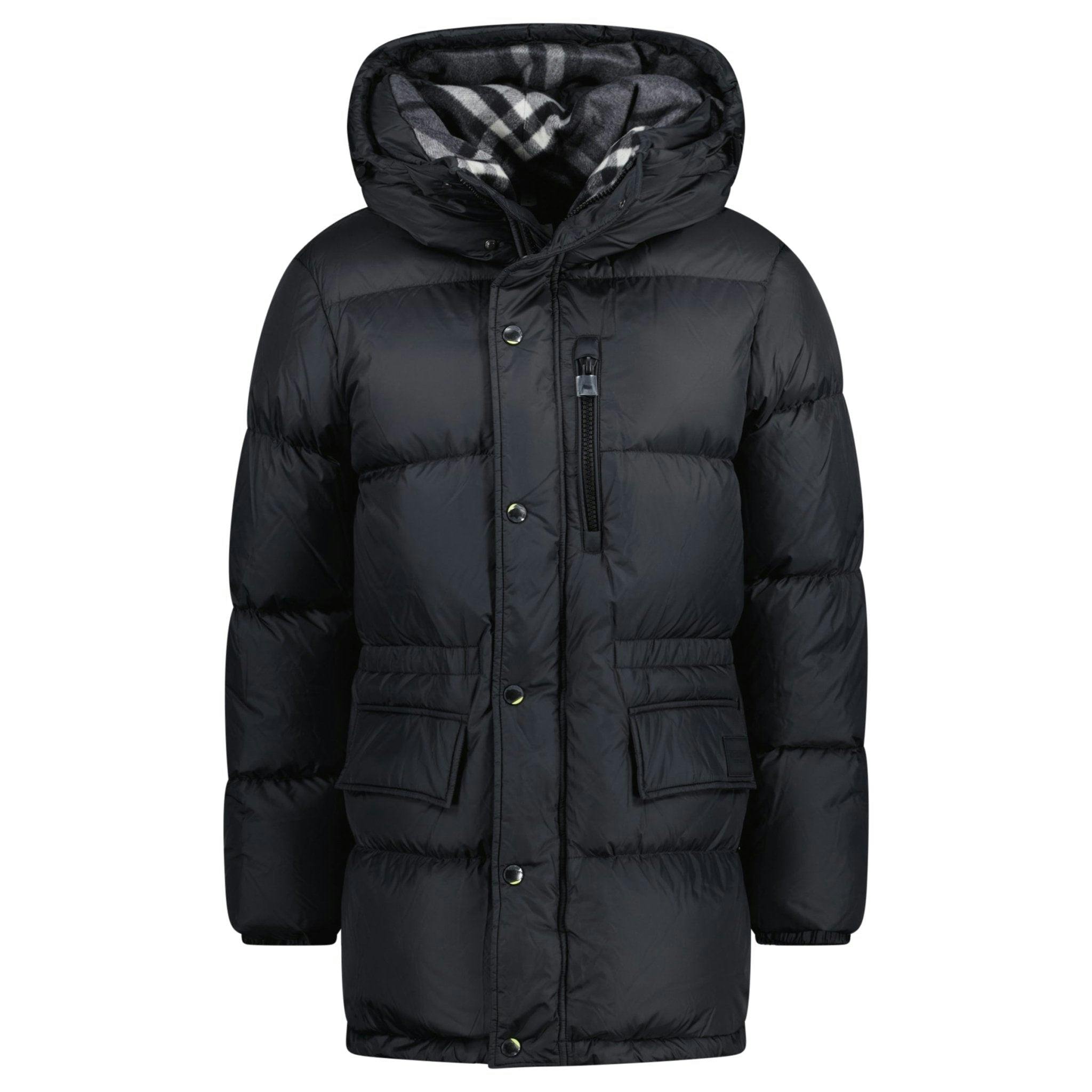 Burberry Black 'Haworth' Hooded Check Down Jacket - L (Fit A Xl)