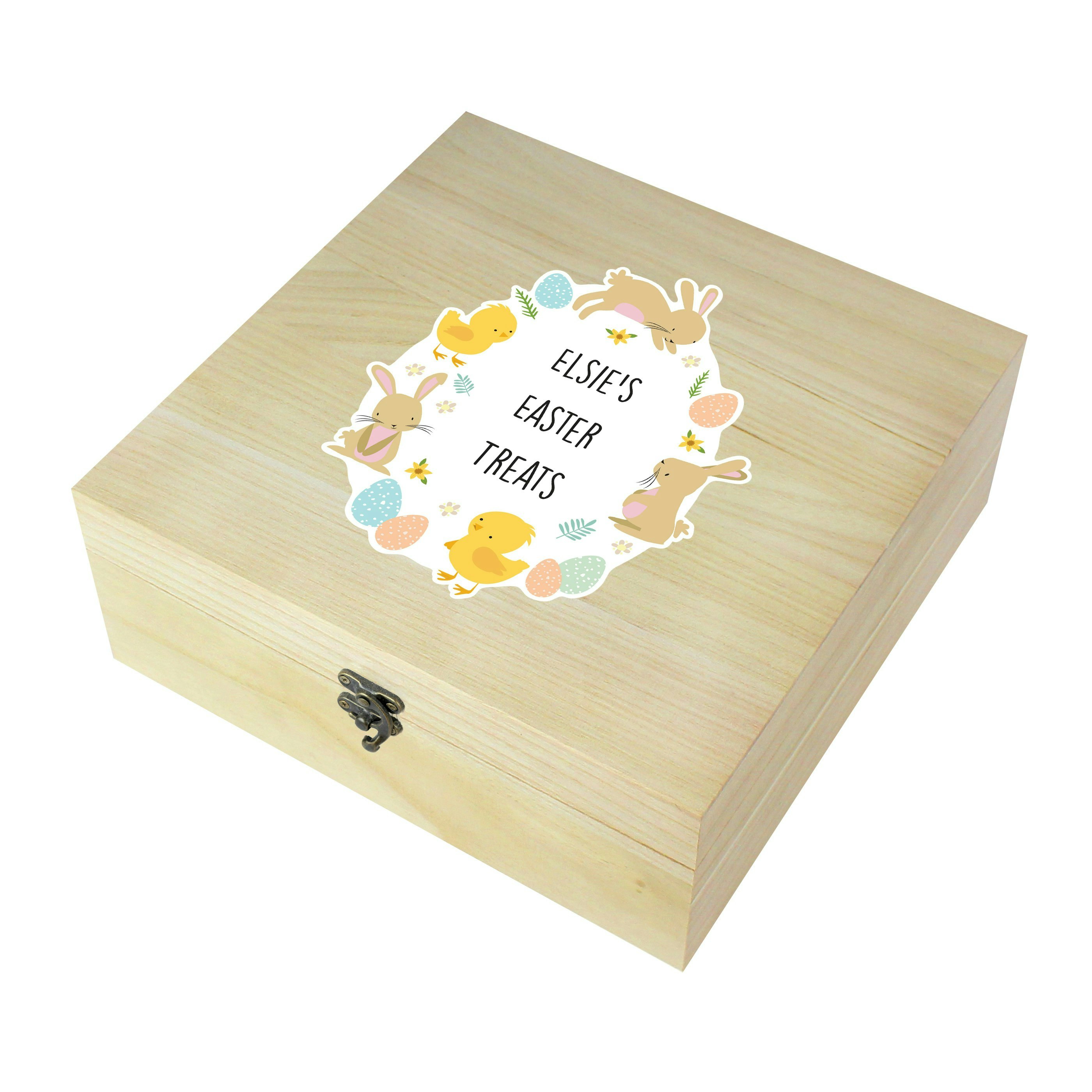 Personalised Memento Company Grain Personalised Easter Bunny Wooden Treat Box