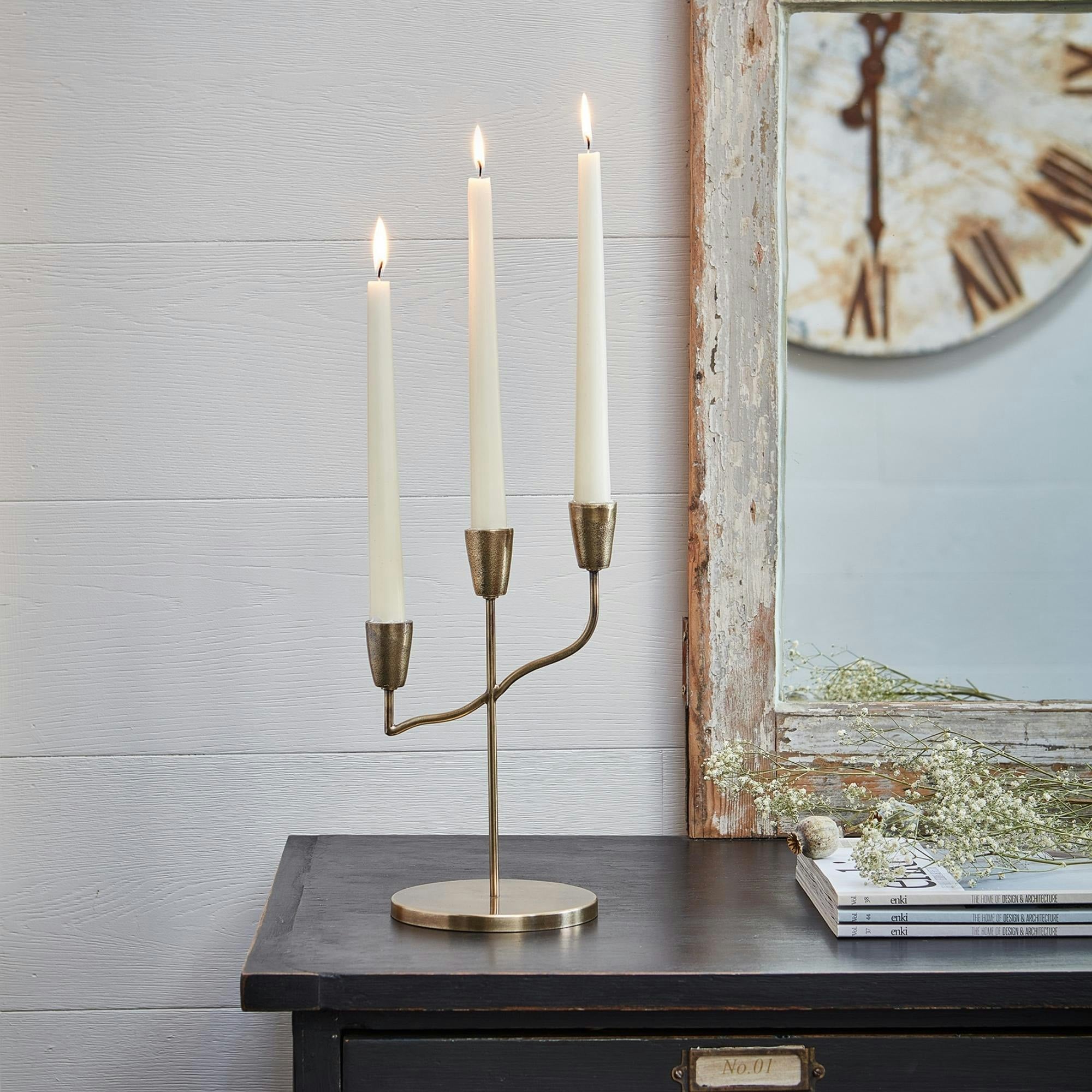 Rackhams Light Cast Taper Candle Holder Antique Brass