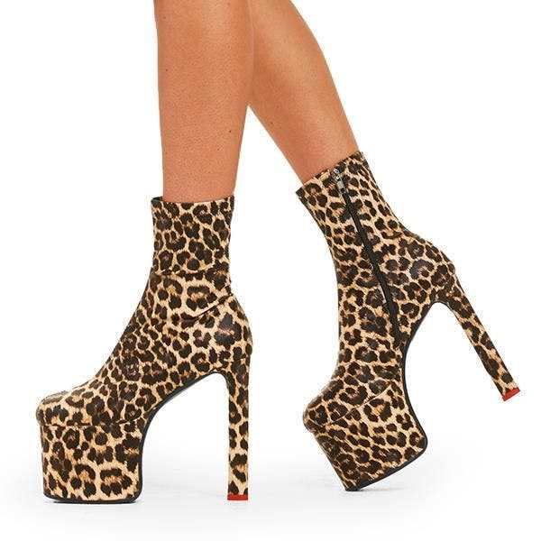 Lamoda Women's Join The Club Leopardpu Platform Ankle Boots Bold Stylish Fashion - Uk7
