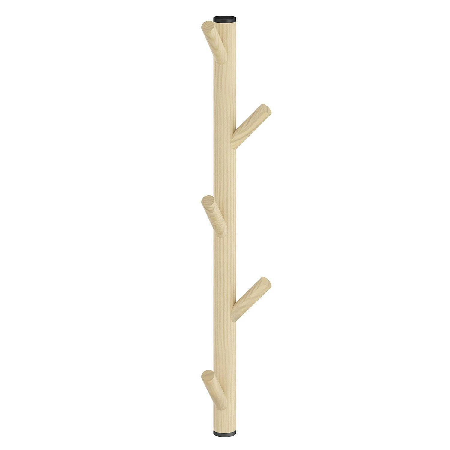 Rackhams Black 5 Hook Vertical Coat Rack In Beech/Matt Height 450Mm