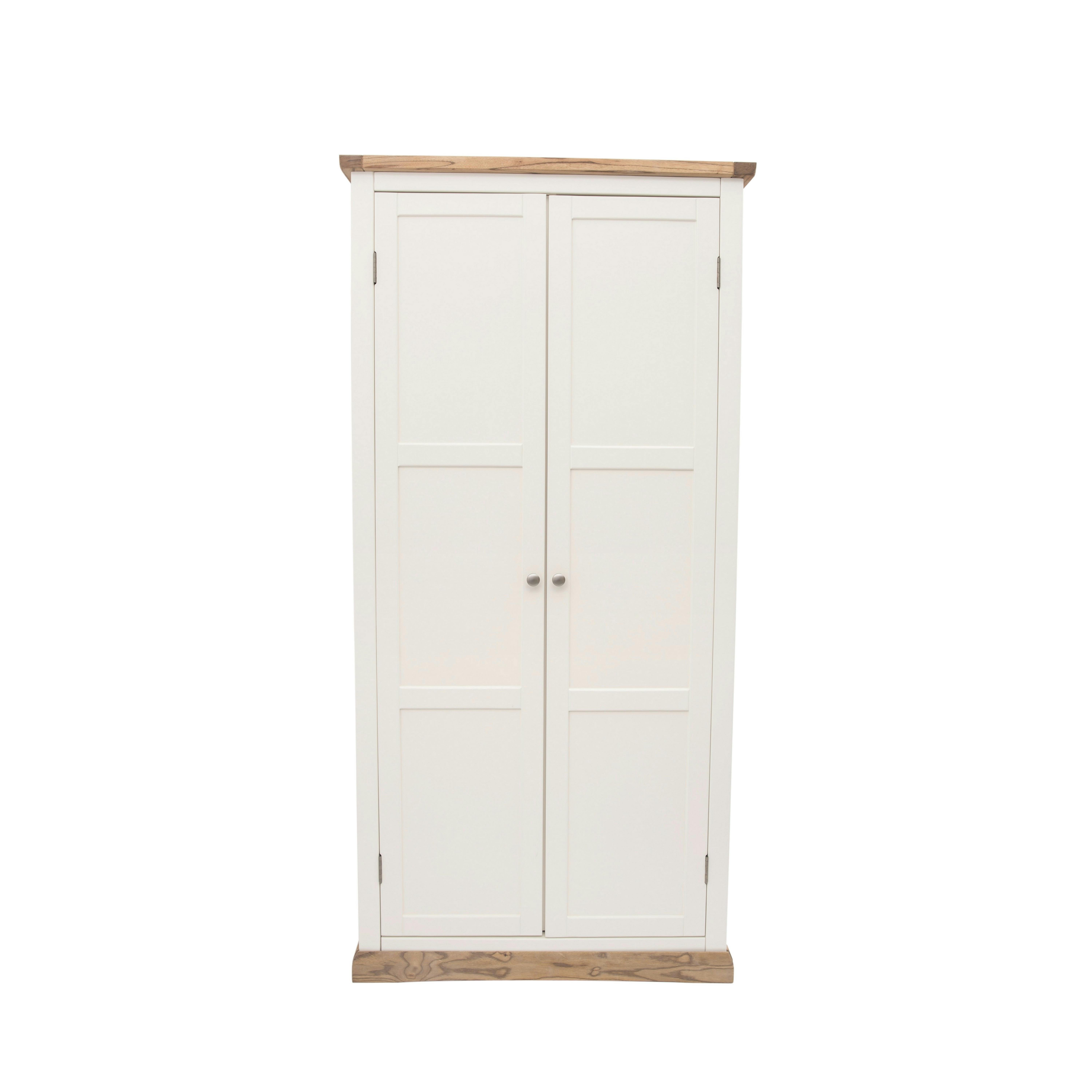 Rackhams White Tropea 2 Door Wardrobe Chrome Knob - Off