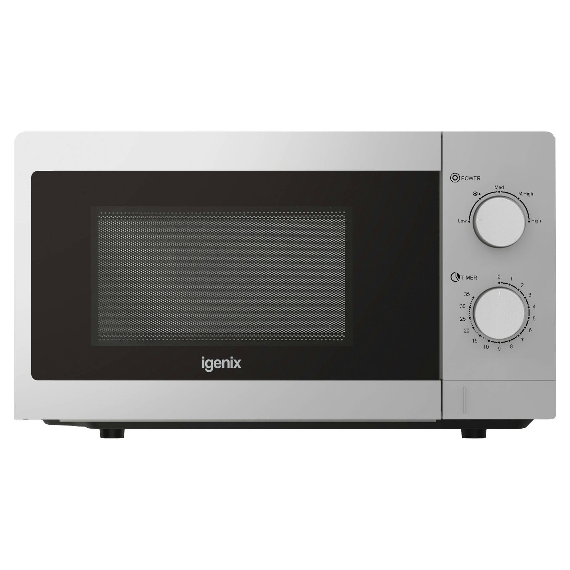 Igenix Silver Manual Microwave, 20 Litre, 5 Power Settings, 800W, Igms08080s