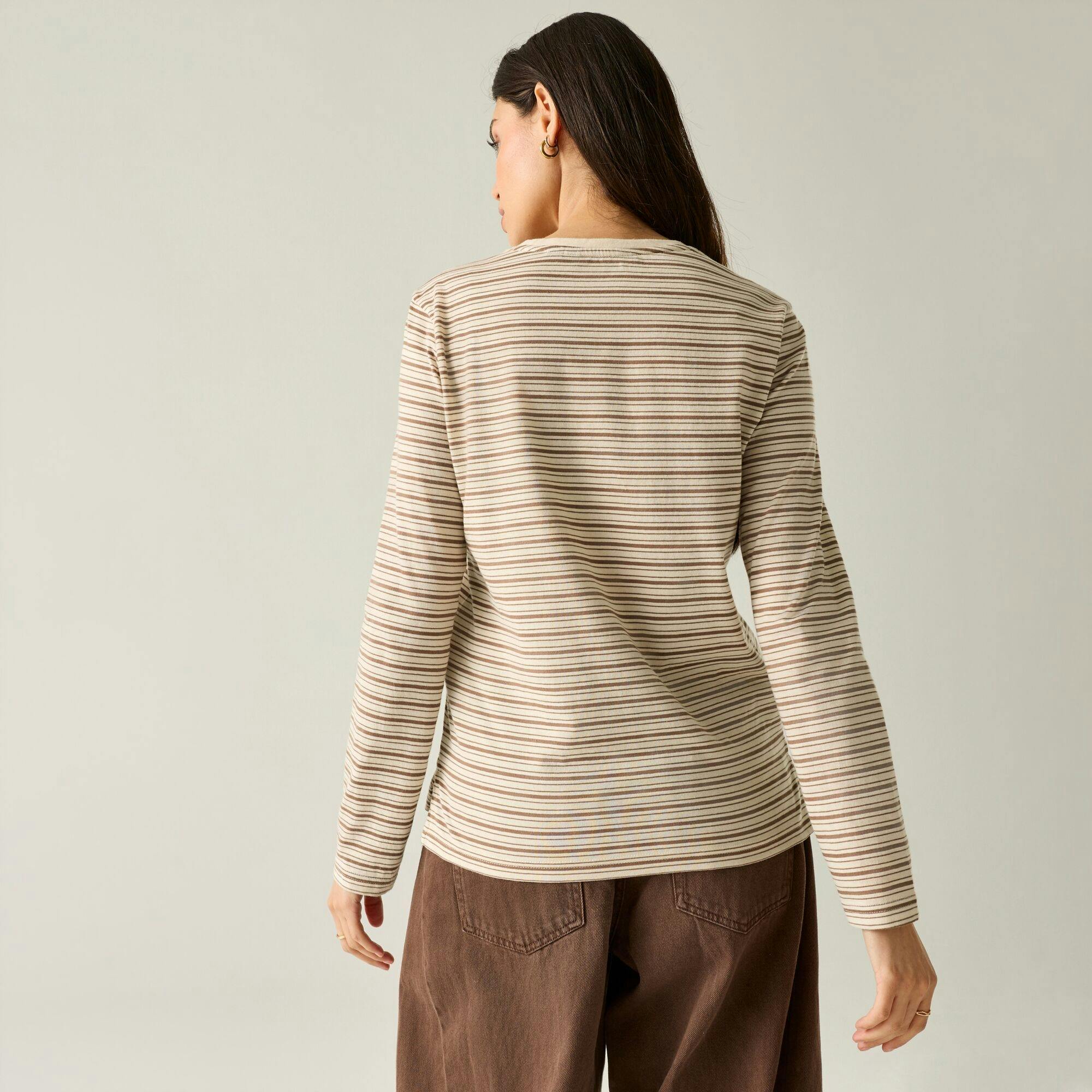 Regatta (12 Uk, Light Vanilla/Mocha) Womens/Ladies Federica Stripe Long-Sleeved T-Shirt - Image 2