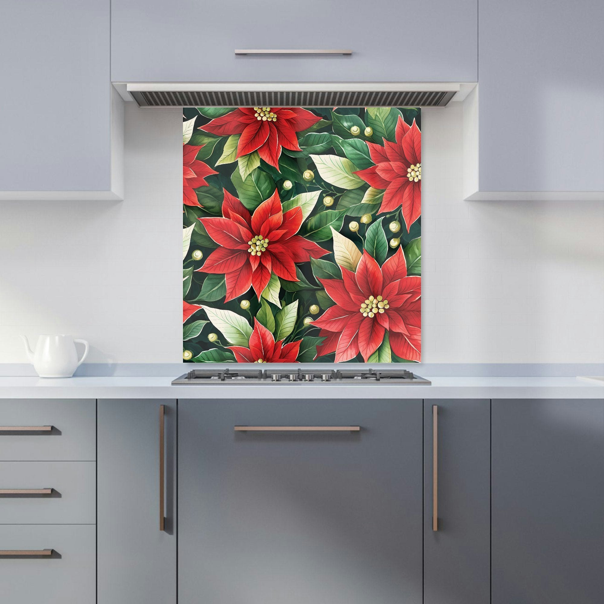 Warren Reed - Designer Poinsetta Watercolour Kitchen Splashback - W700mm X H750mm