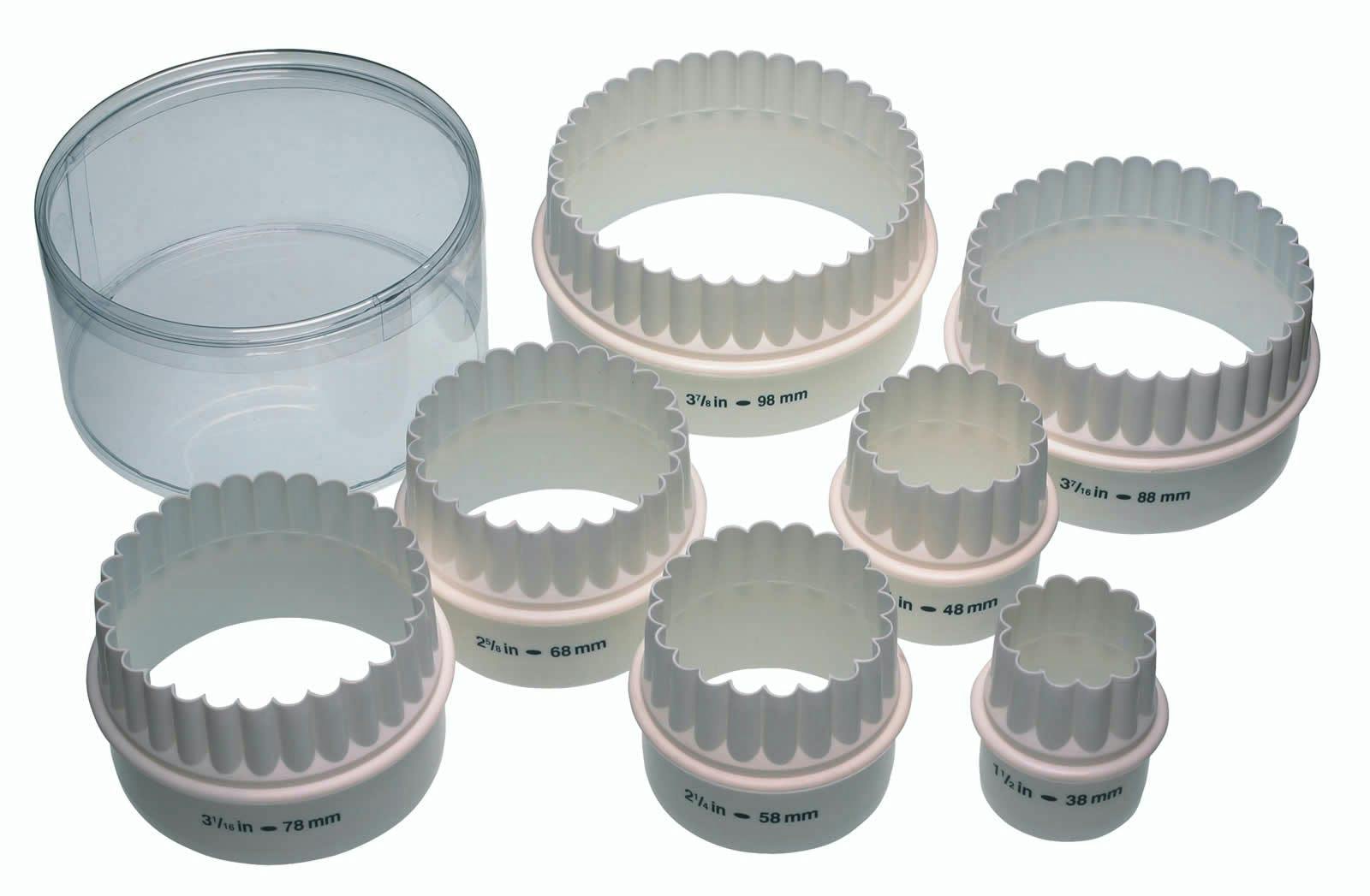 Rackhams White Set Of Seven Plastic Double Edged Biscuit / Pastry Cutters - Plastic - Cookie Cutter