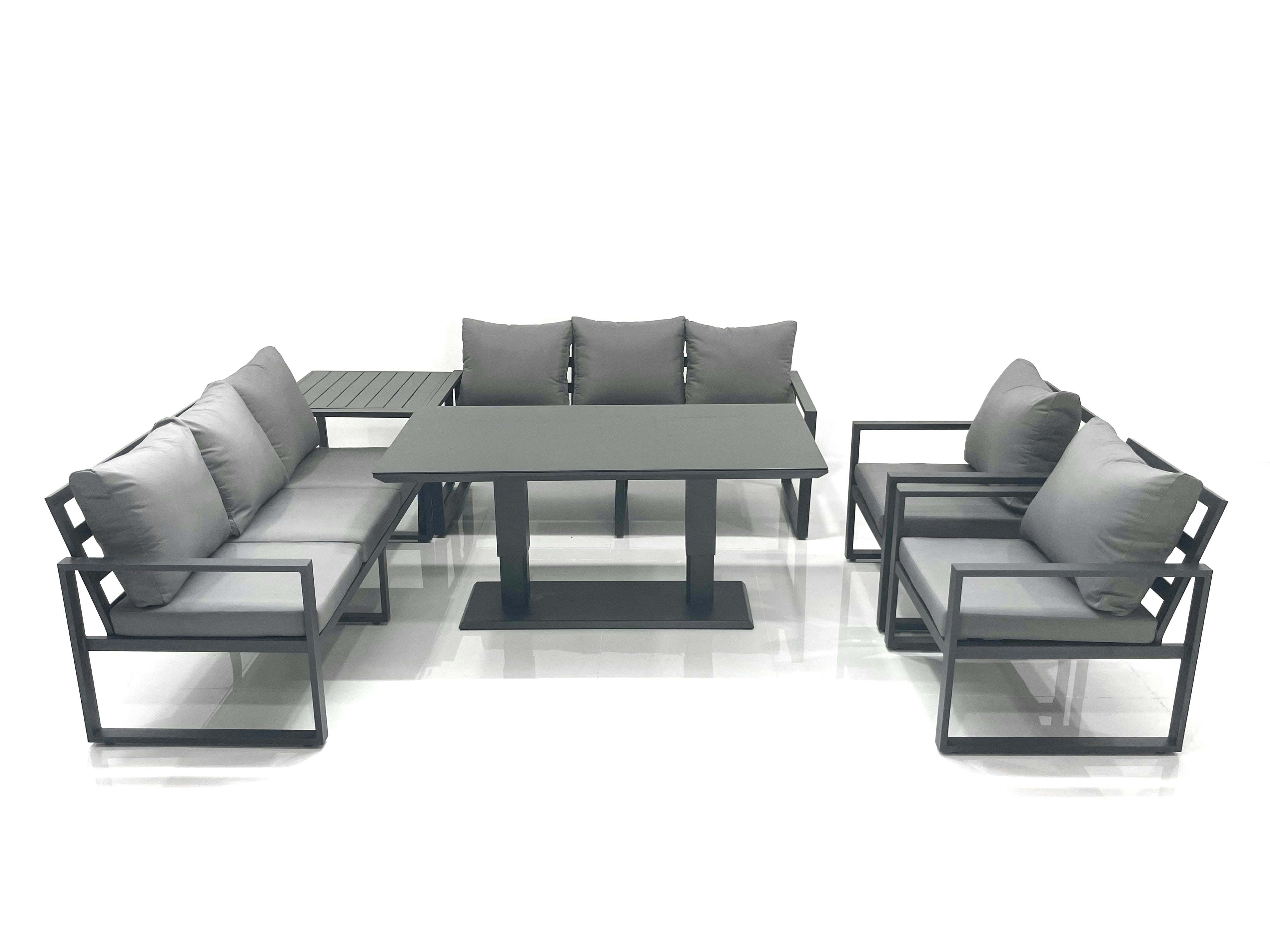 Photos - Garden Furniture Fimous Rackhams Garden Sofa Set Aluminium Furniture Rising Dining Tabe Set with 2 Chair Side Table Dark Grey