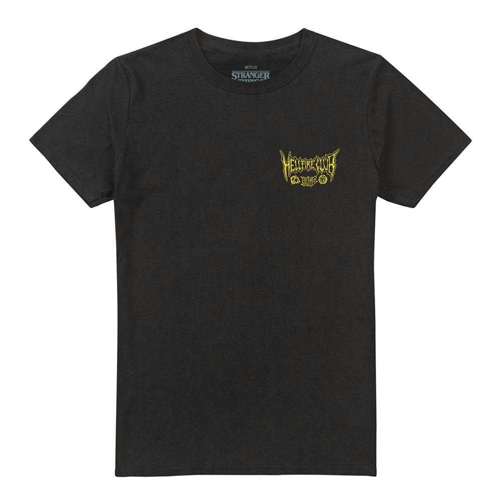 Stranger Things Unisex Black Adult Hellfire Outline Back Print T-Shirt - M