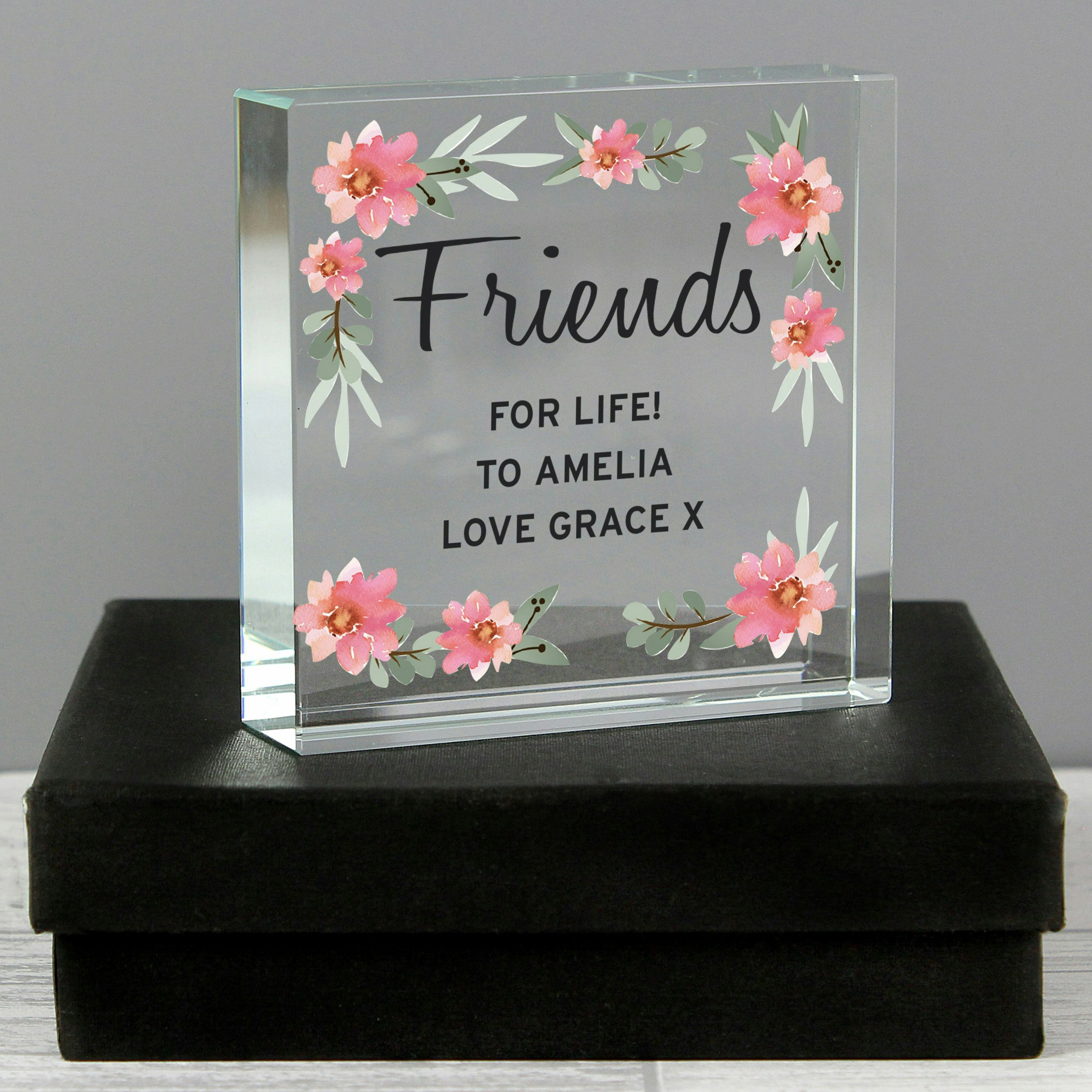 Rackhams Personalised Floral Sentimental Crystal Token