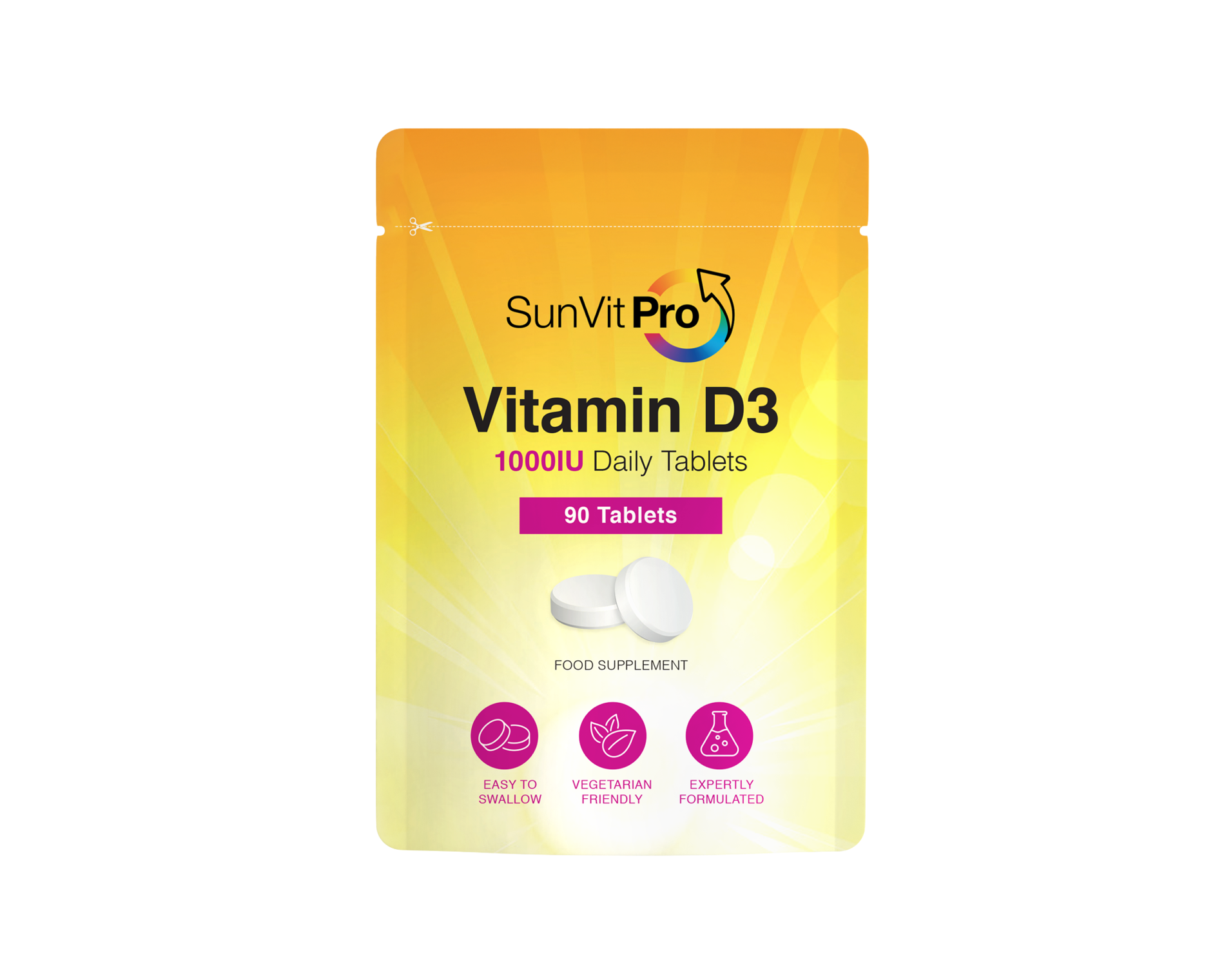 Sunvit-D3 1,000Iu (25Μg) 90, Low Strength Daily Vitamin D3 Tablets, For Adults & Children