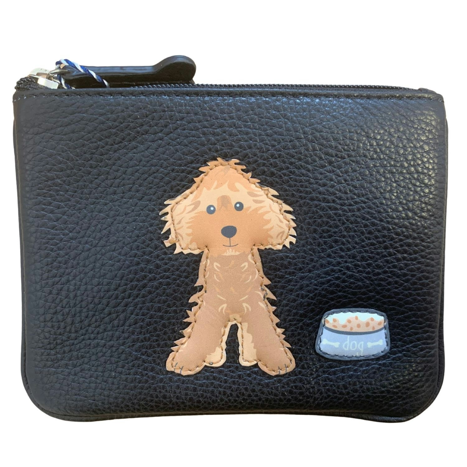 Mala Leather Black Cockapoo Dog Coin & Card Leather Purse