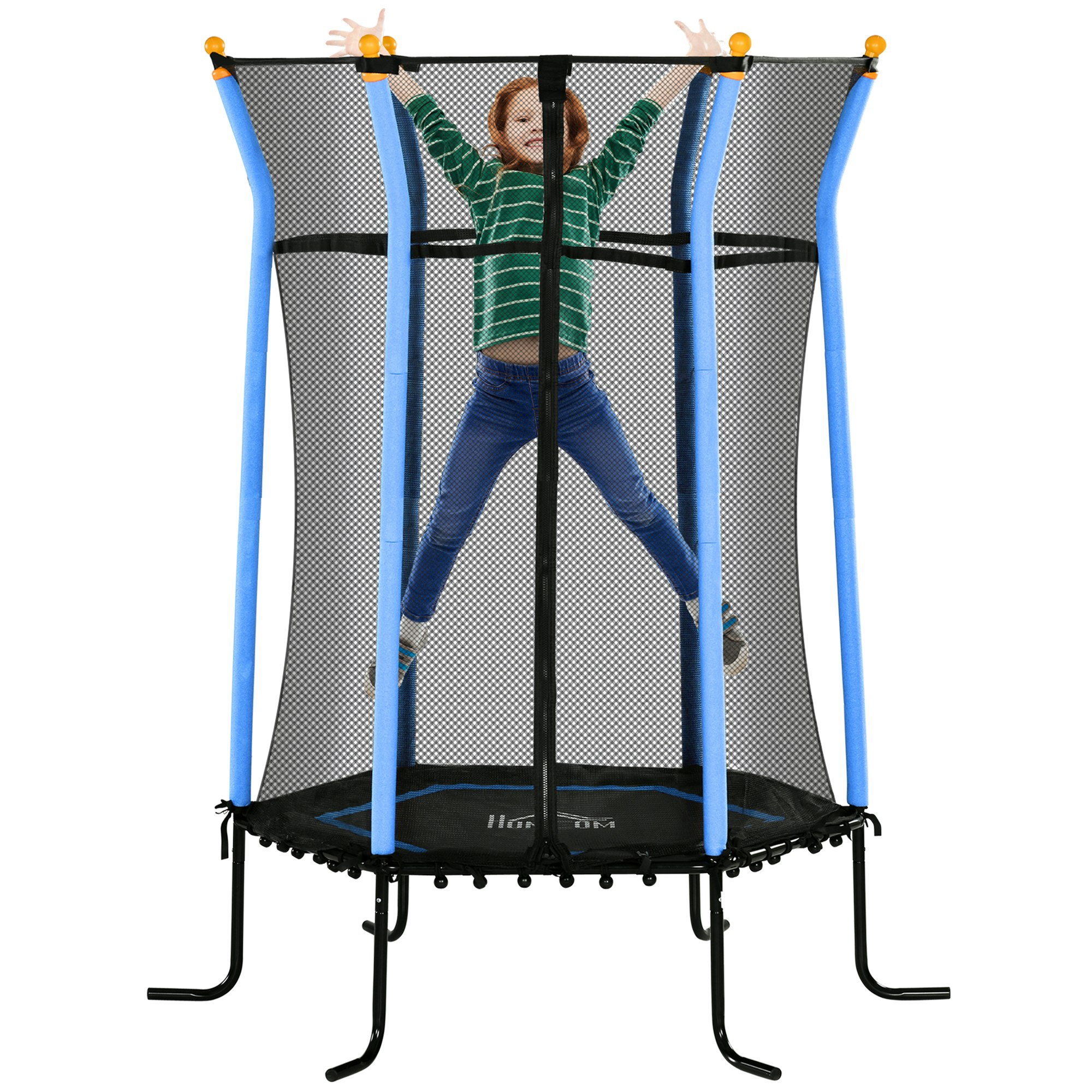 Homcom Kids Trampoline W/ Enclosure Indoor Outdoor For 3-10 Years 5.4Ft