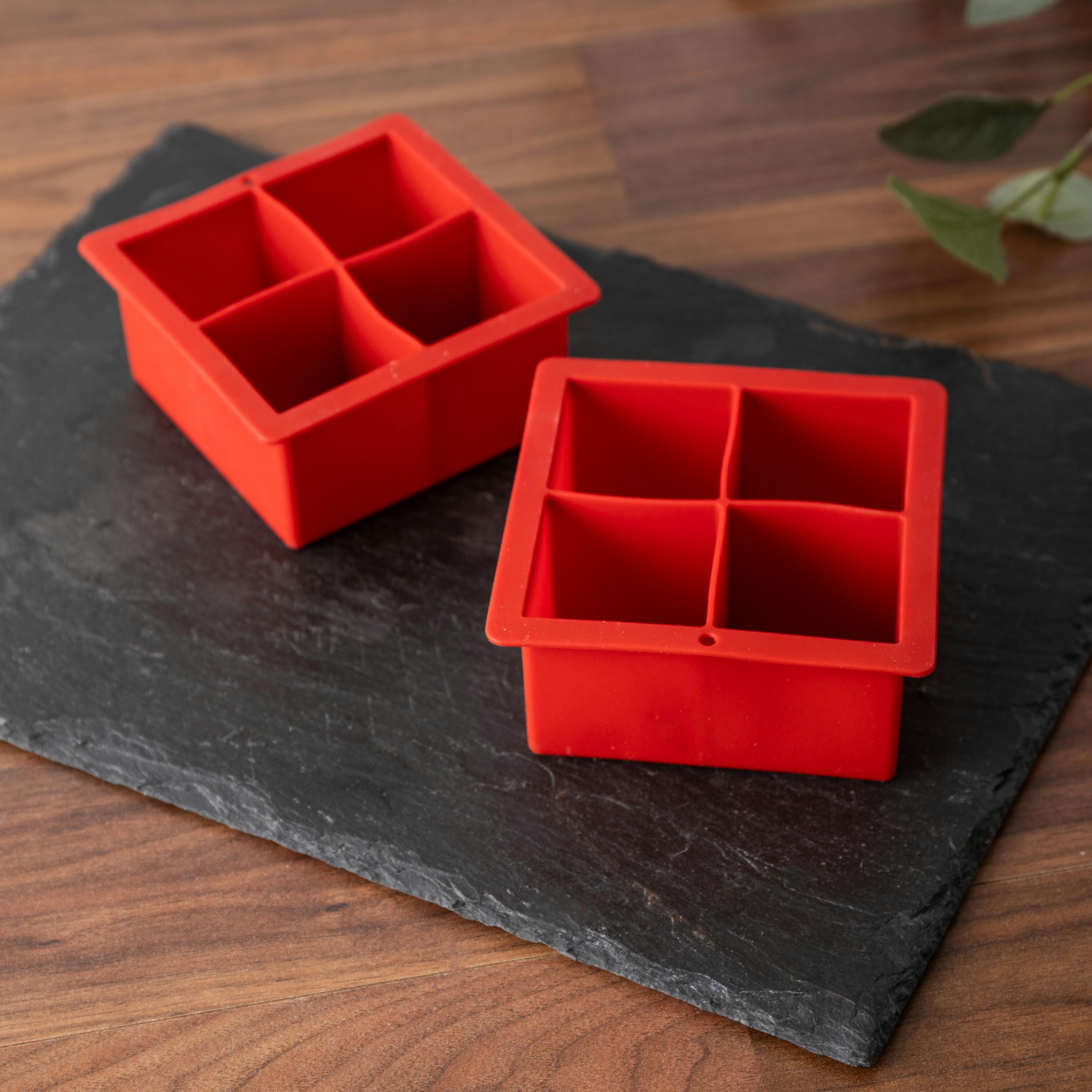 Rackhams Red Jumbo Ice Cube Trays, Set Of 2 Silicone Ice Cube Moulds - Silicone - Ice Trays