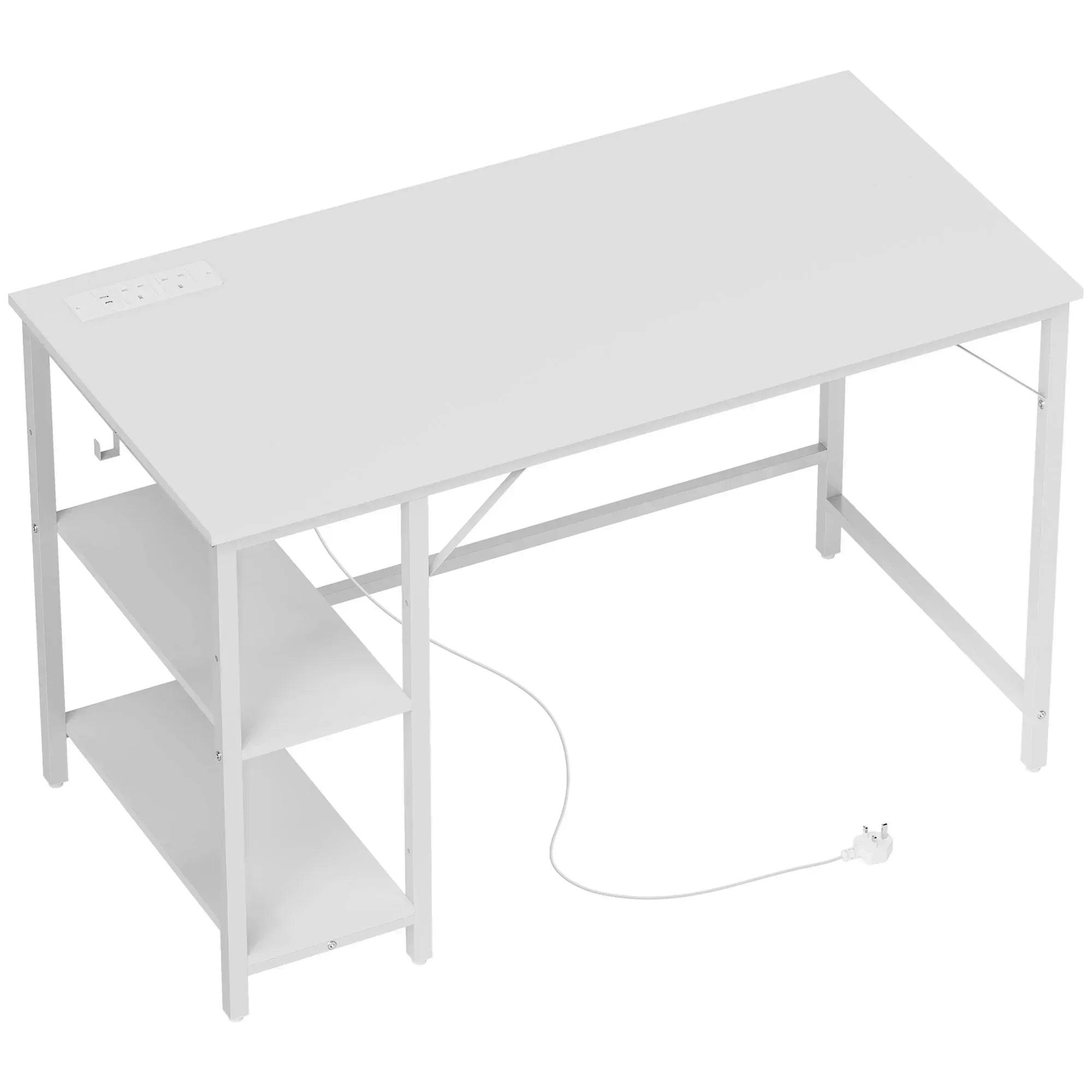 Rackhams White Computer Desk, With Power Sockets