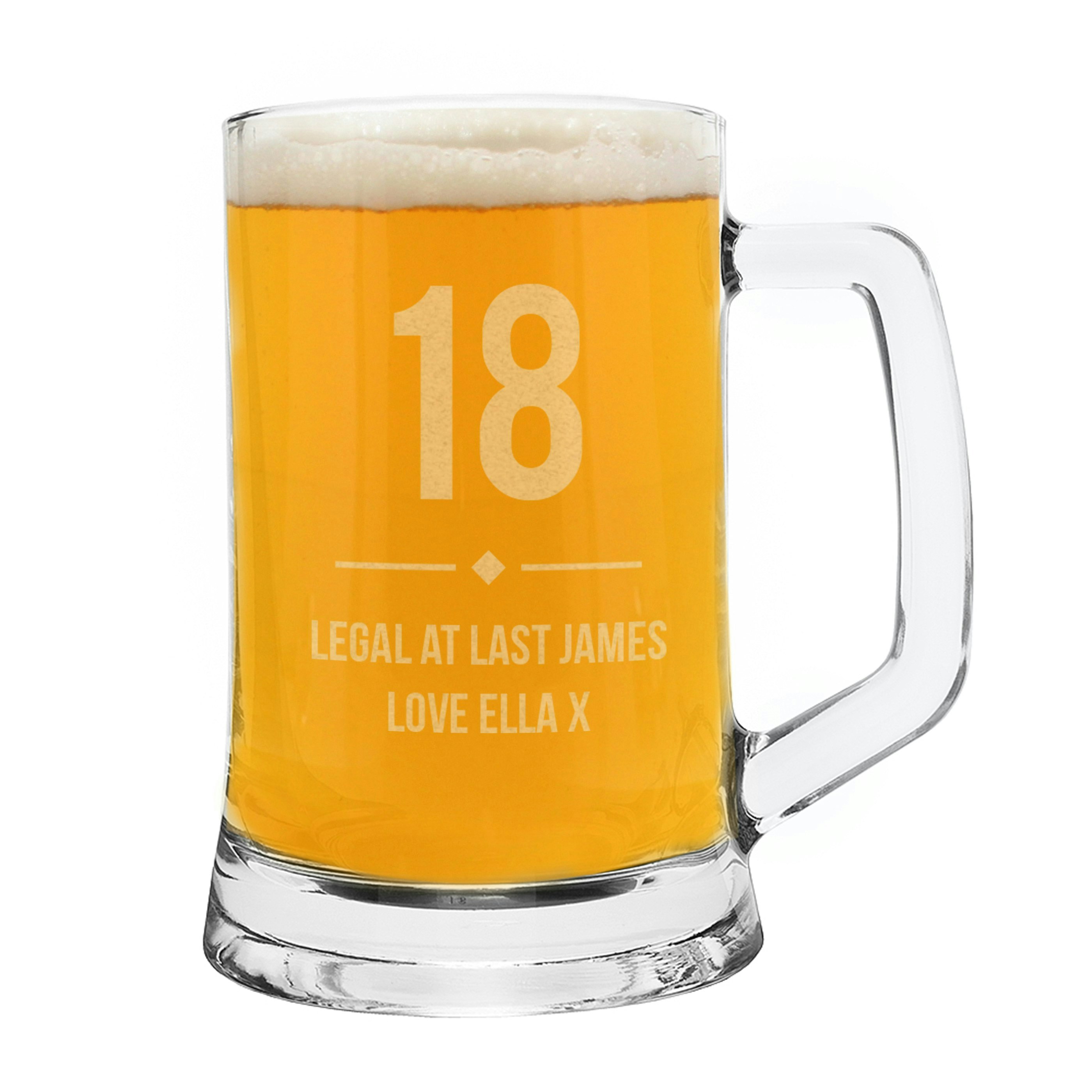 Rackhams Personalised Big Age Glass Pint Stern Tankard