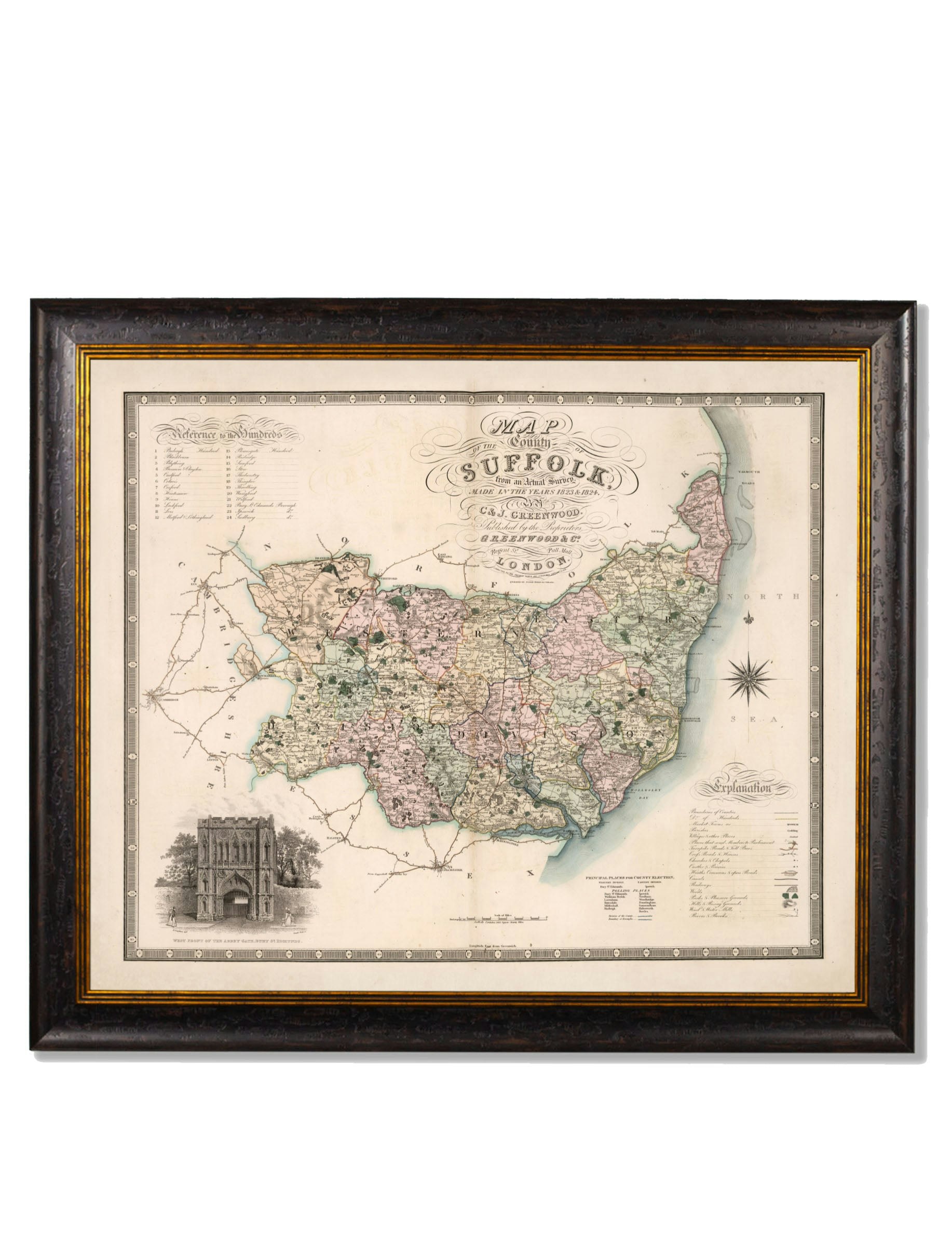 Rackhams Black C.1830 County Maps Of England - 70 X 84Cm - Suffolk