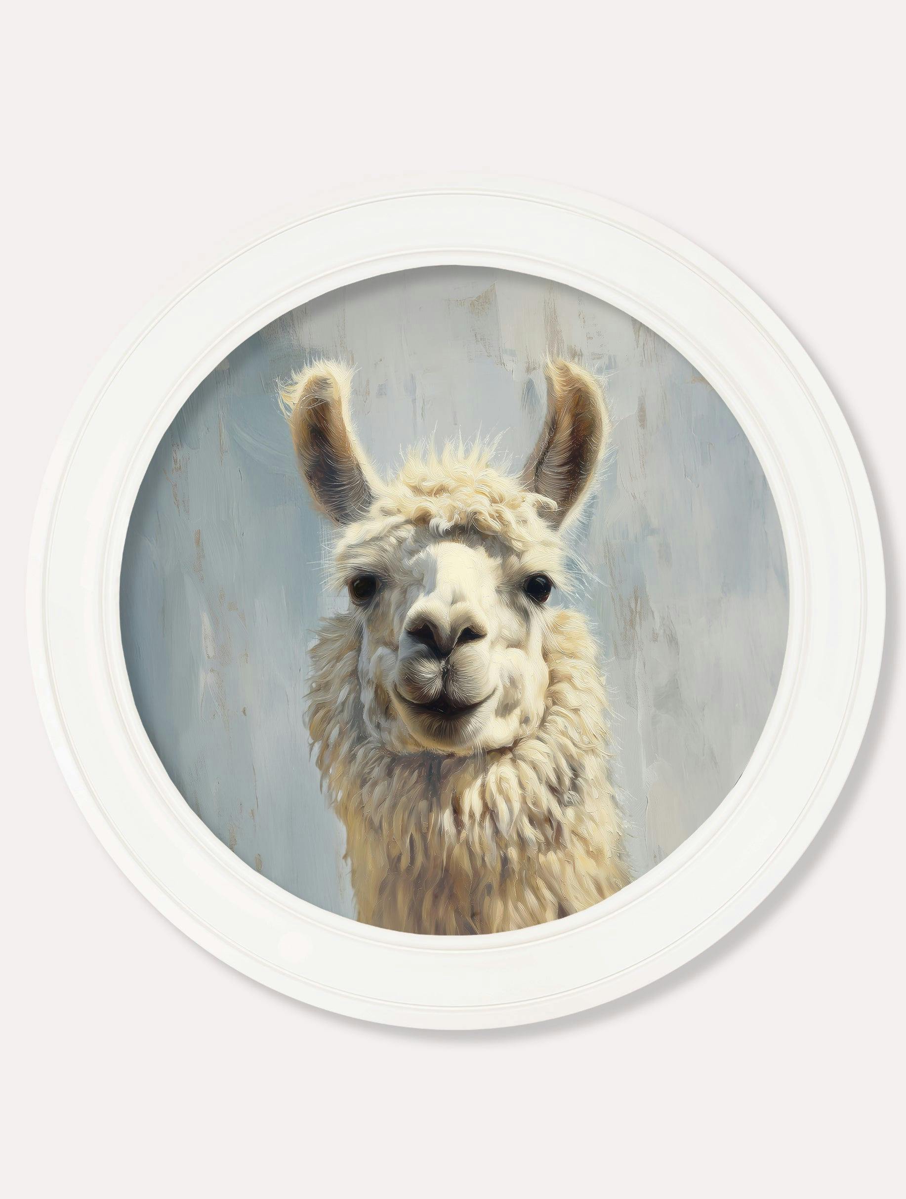 Rackhams White The Goofy Llama - Oxford Strong Round Frame - The Goofy Llama - 70 X 70Cm