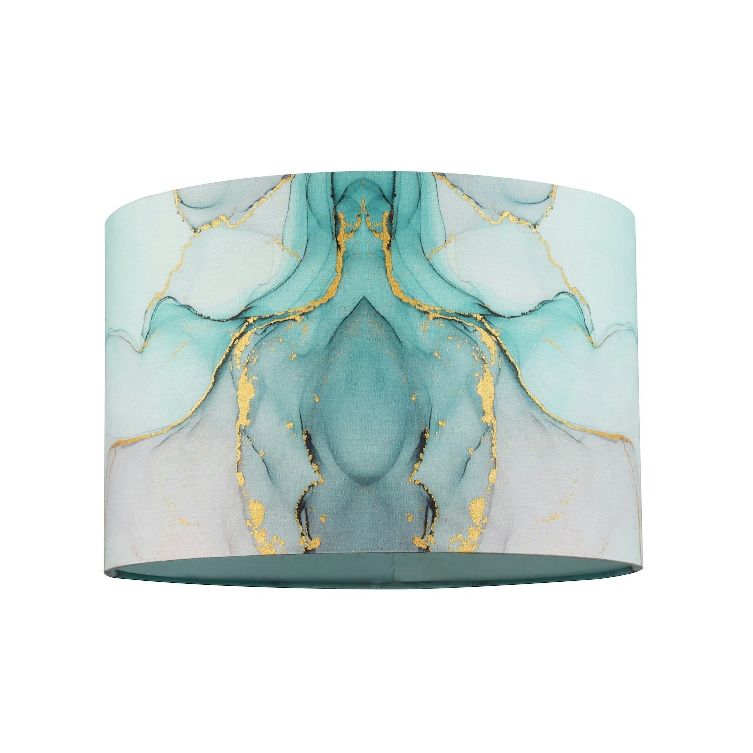 Happy Homewares Turquoise/Pink Drum Lamp Shade In Marble Effect Cotton Fabric Duck Egg And