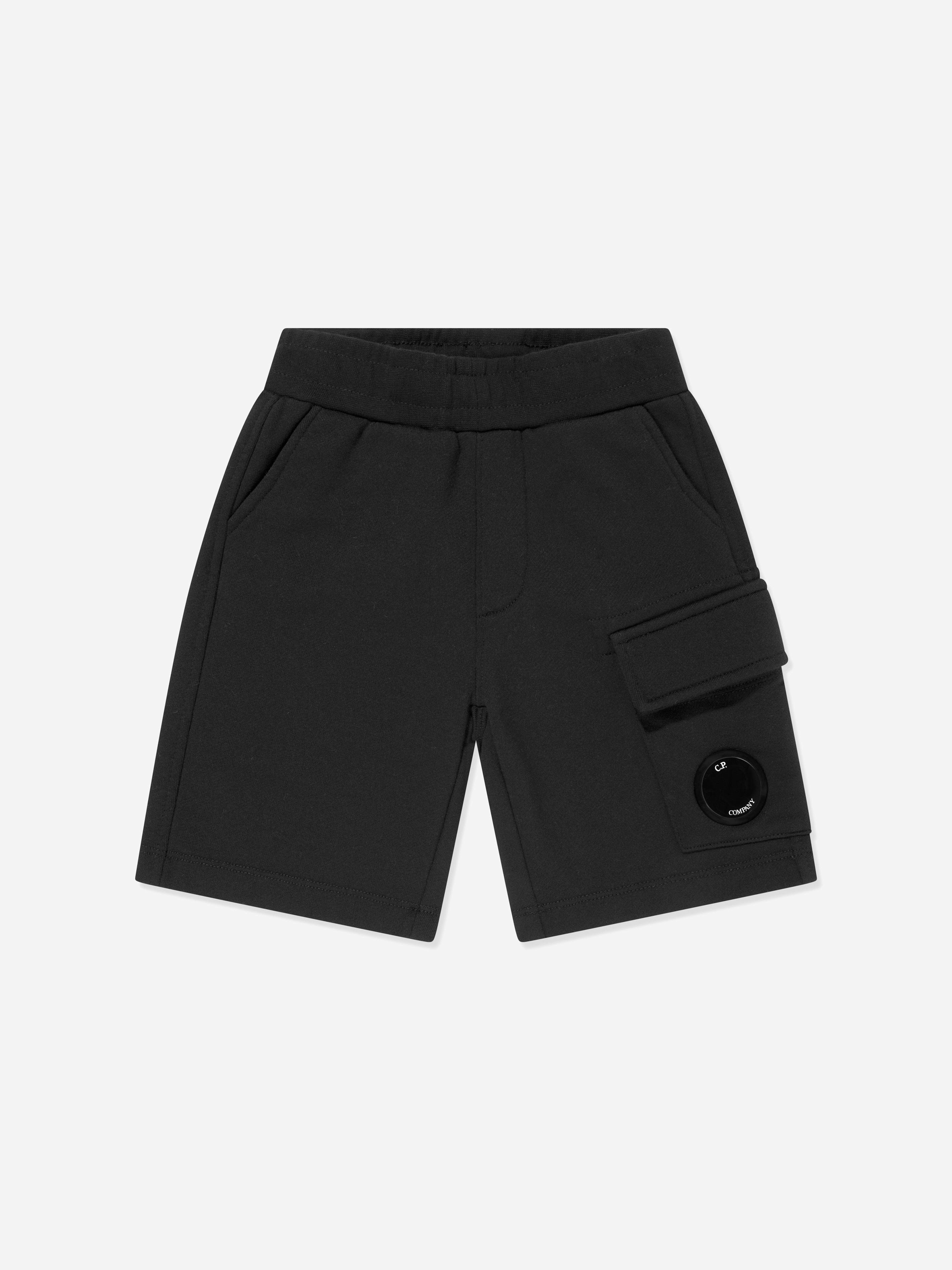 C.p. Company Boys Black Lens Pocket Shorts In - 12 Yrs