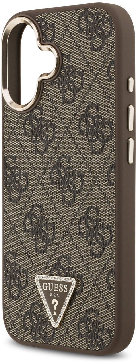Guess Gold/Brown Pu Leather 4G Triangle Logo Frame Case With Magsafe For Iphone 17 6.3" - Guhmp17sp4gtdgmw