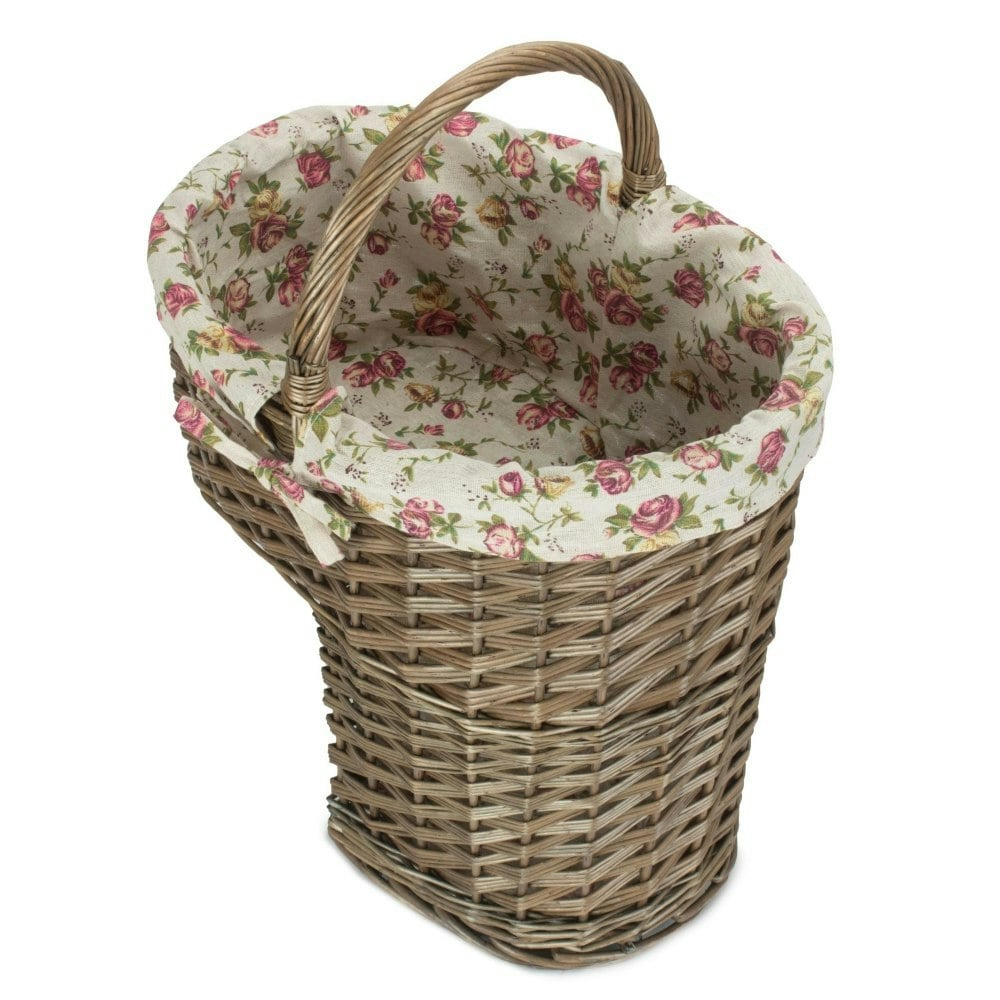 Rackhams White Antique Wash Willow Wicker Stair Basket