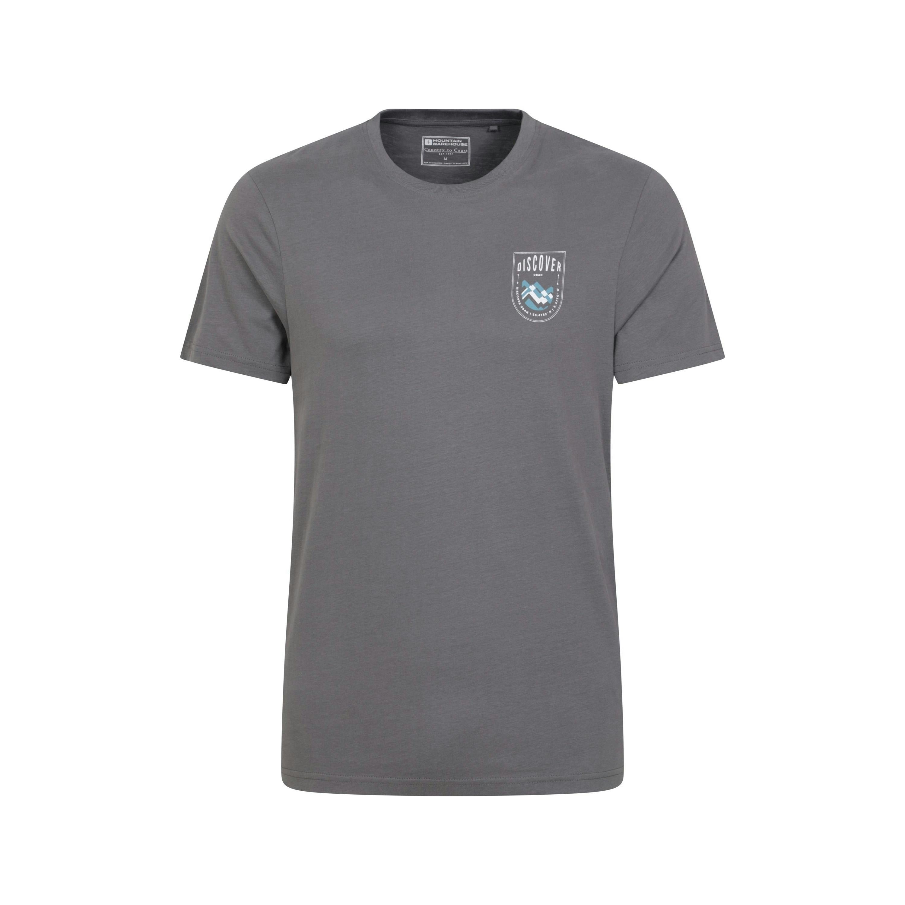 Mountain Warehouse Men's Grey Discover Oban Cotton T-Shirt - Xs - 100% Cotton