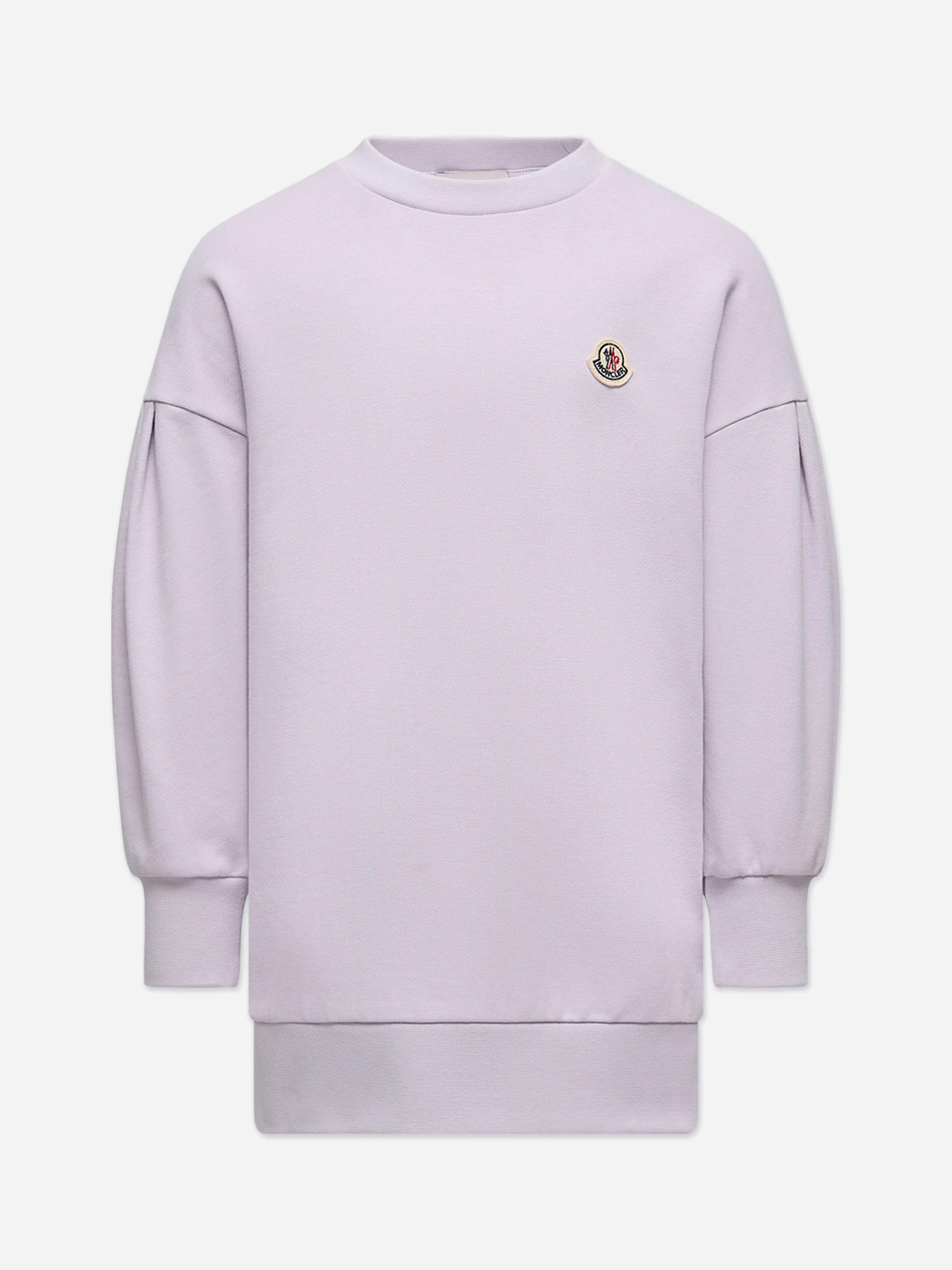 Moncler Enfant Girls Purple Logo Sweater Dress In - 4 Yrs