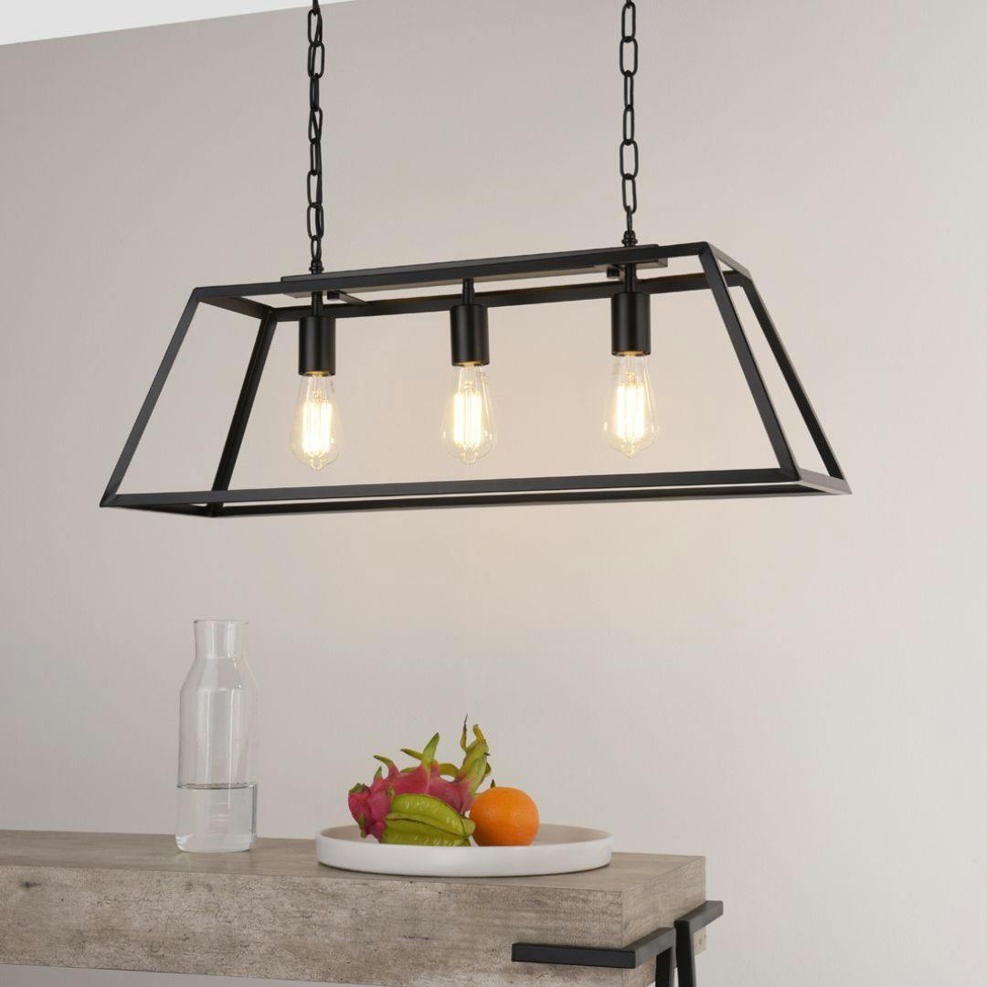 Rackhams Light/Black Charley 3 Matte Ceiling Pendant Bar