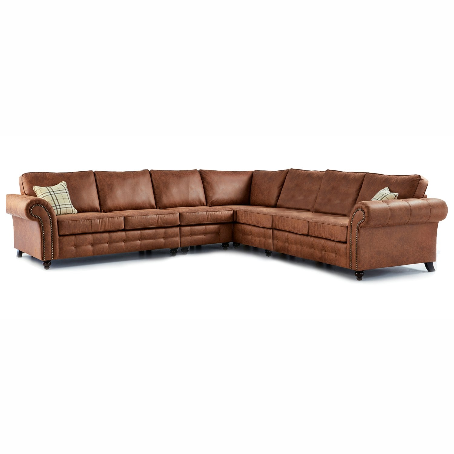 Furnishings For Less Brown/Black Oakland Large 7 Seater Leather Corner Sofa Chesterfield Style - Tan