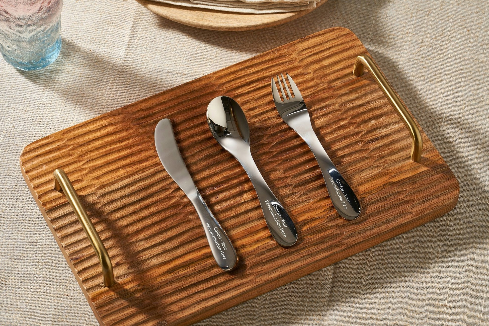 Rackhams Black Personalised Stainless Steel Children's Cutlery Set - No