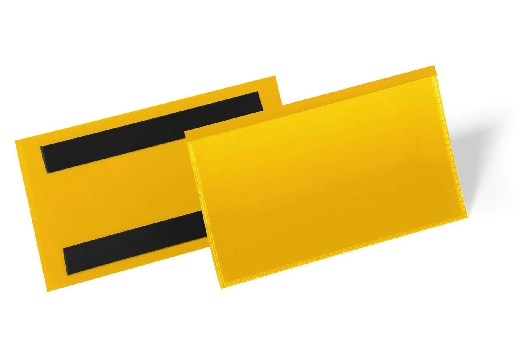 Rackhams Yellow Magnetic Ticket Holder Document Pockets | 50 Pack | 150 X 67Mm |