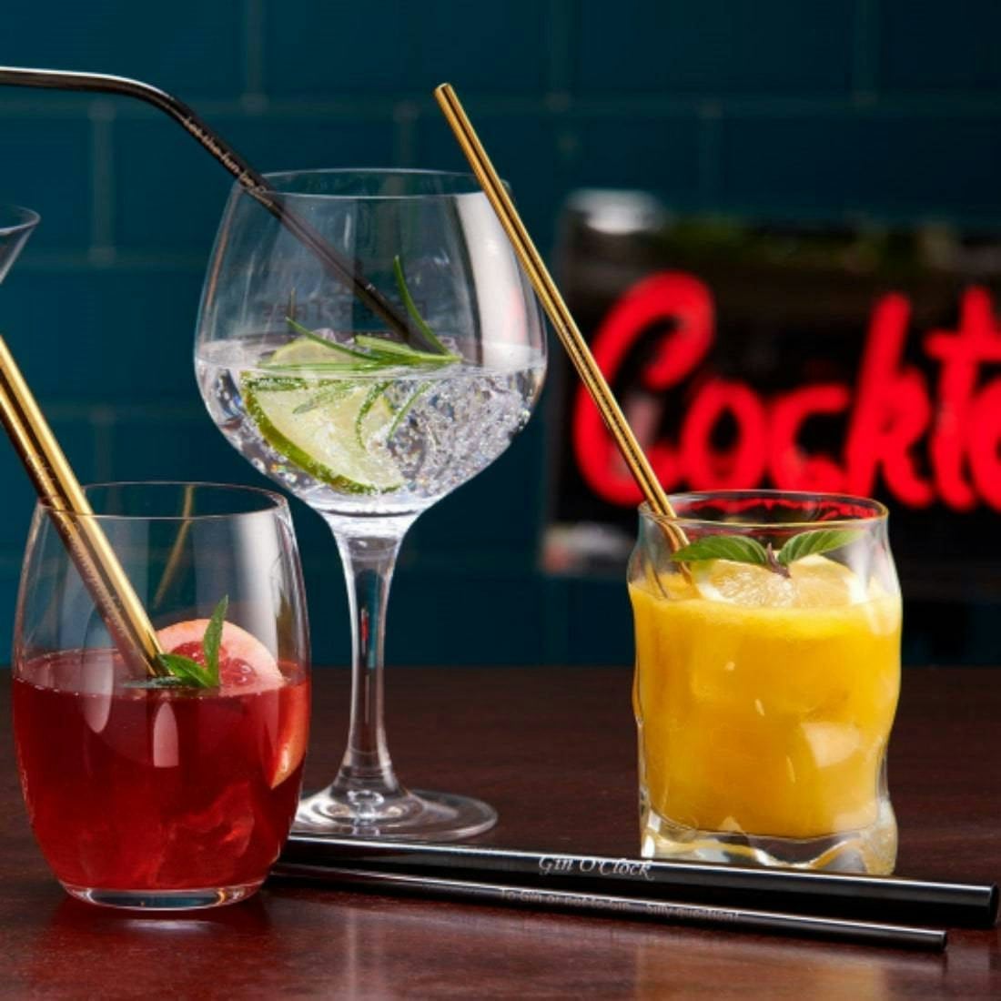 Rackhams Black Personalised Metal Straws - Matte - Curved