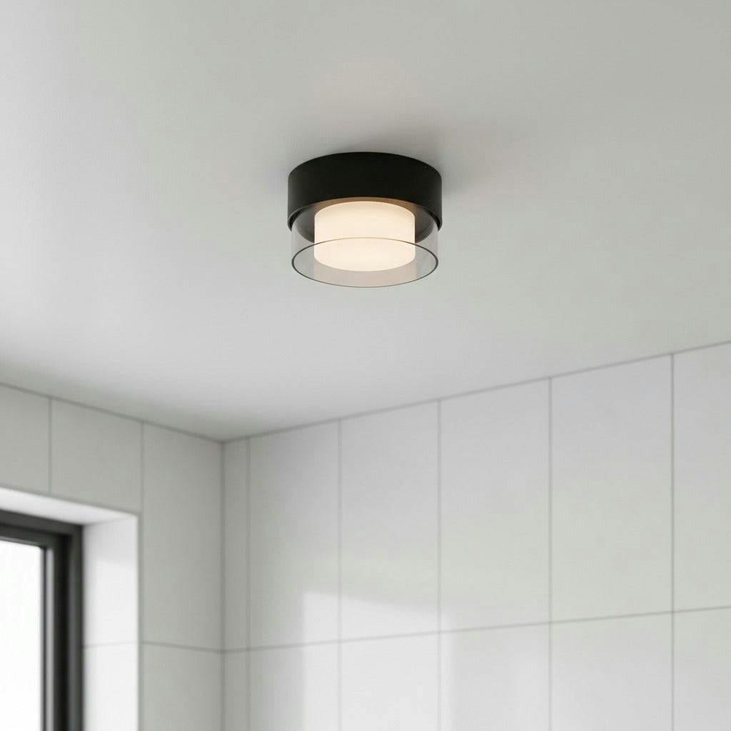 Rackhams Black/Light 10 Watt Round Led Bathroom Ceiling