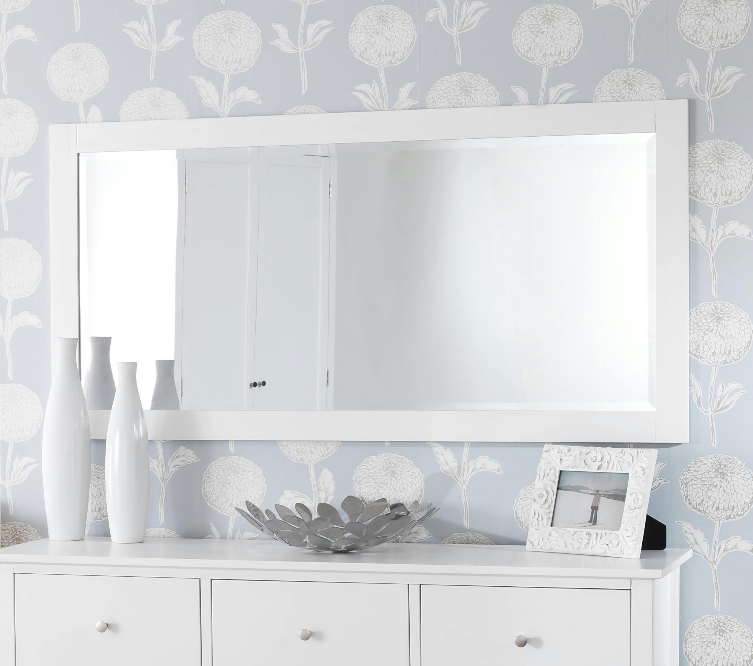 Rackhams White Edward Hopper Large Wall Mirror With Wooden Frame 140X70cm