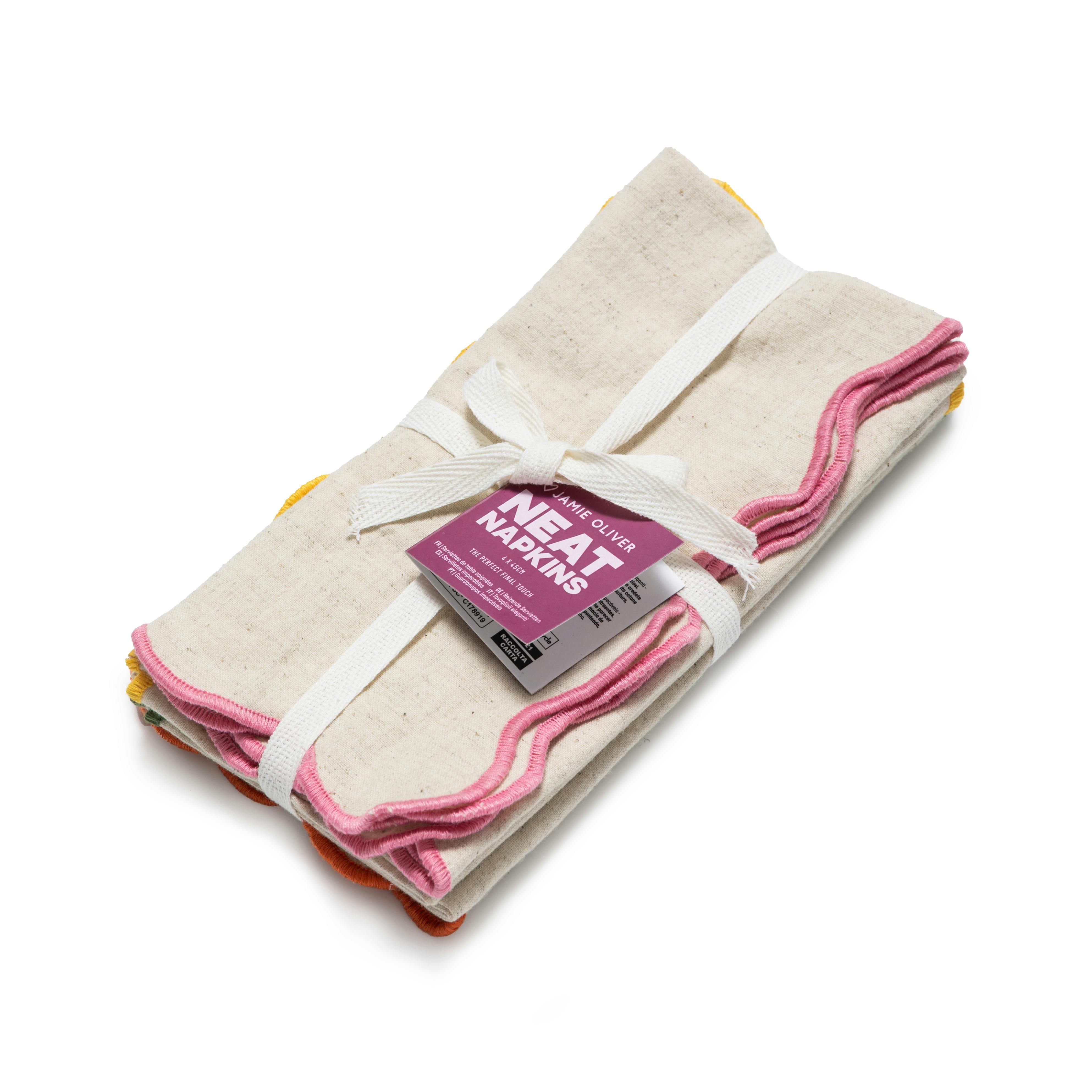 Rackhams Cream Big Love Neat Napkins, Set Of 4, Mixed Colour, 45Cm - Cotton - Napkin